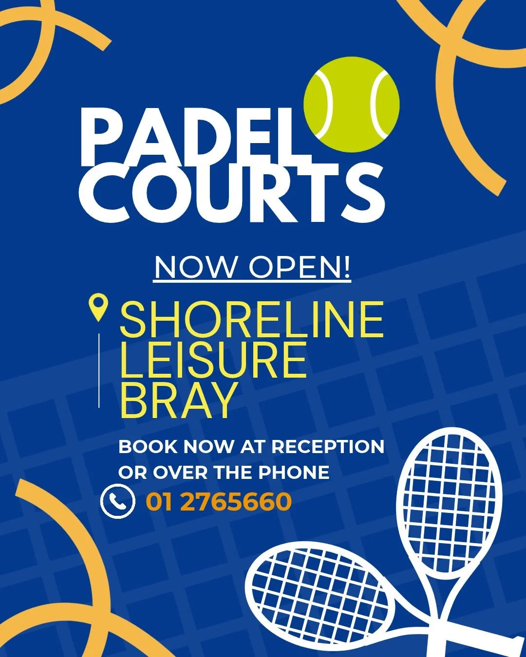 🔥🎾BRAY Padel courts are officially open! Why not come down and give Padel a try?

To make a booking please call reception on 01 276 5660

For more info please visit https://www.shorelineleisure.ie/new-page

 #padelon #padel #fitforlife #shorelinebr