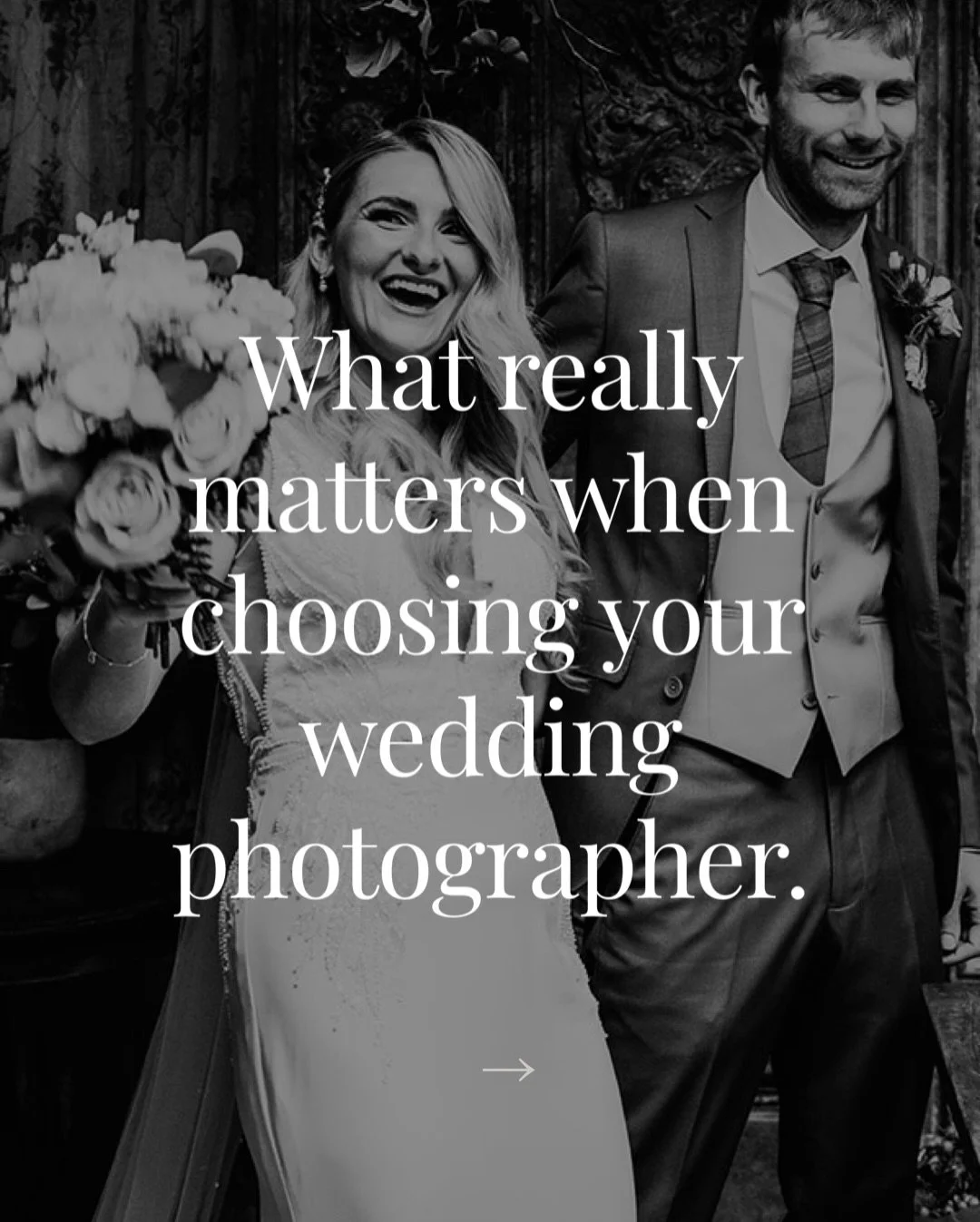 Choosing a wedding photographer is a minefield. Hundreds of us, all with beautiful photos, often saying similar things.

So here&rsquo;s what actually matters: you&rsquo;ll spend more of your wedding day with your photographer than with most of your 