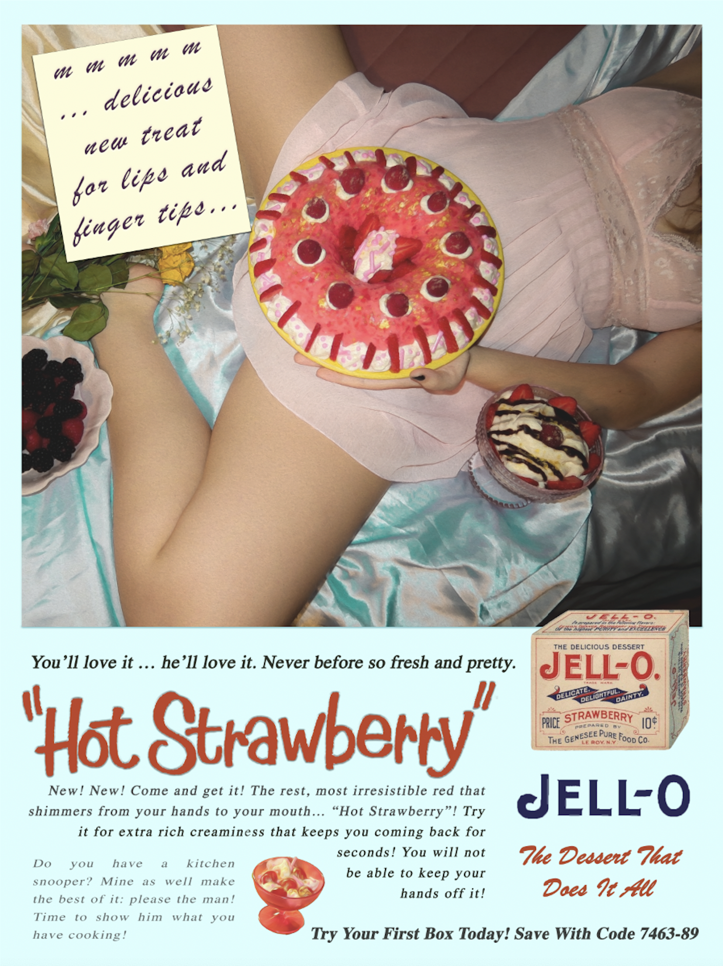 "Hot Strawberry" digital ad by Renee Marting