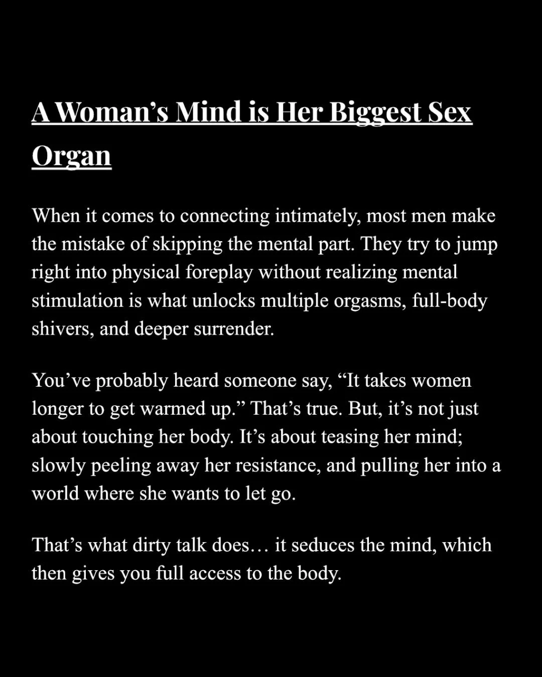 If you can’t talk to her mind, don’t expect her body to listen