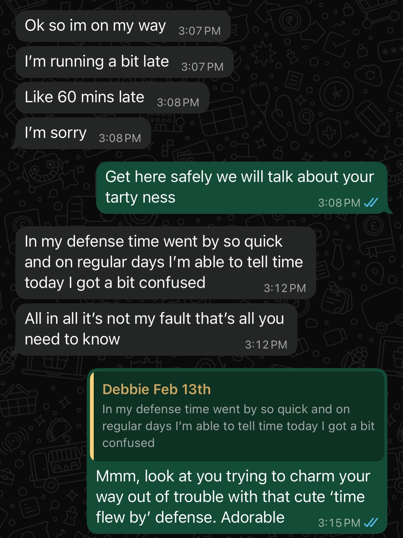 Comment fast She&rsquo;ll be here in 25 mins how should I punish her for being a hour late with no regret