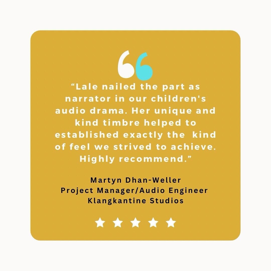Monday was busy, so here&rsquo;s some Tuesday motivation! So pleased to receive this client testimonial for a Turkish kids narration I recently did. It&rsquo;s not something I have done a lot of, so i&rsquo;m really happy they loved it. Sadly, they c