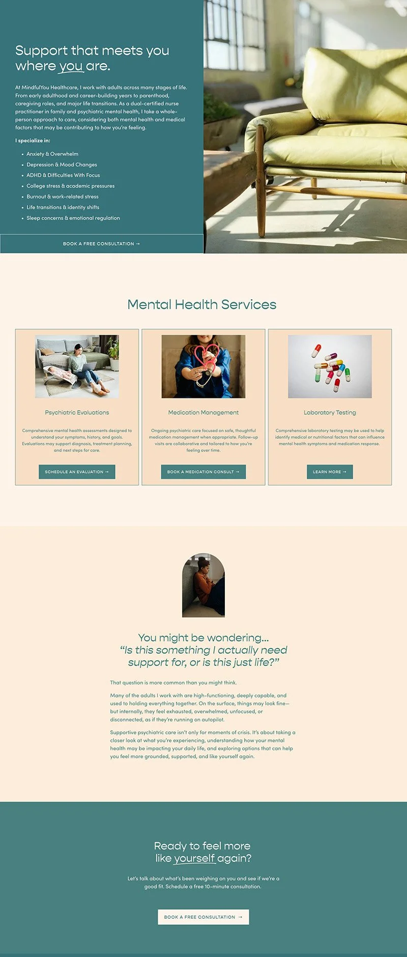 Mindful You Healthcare Homepage