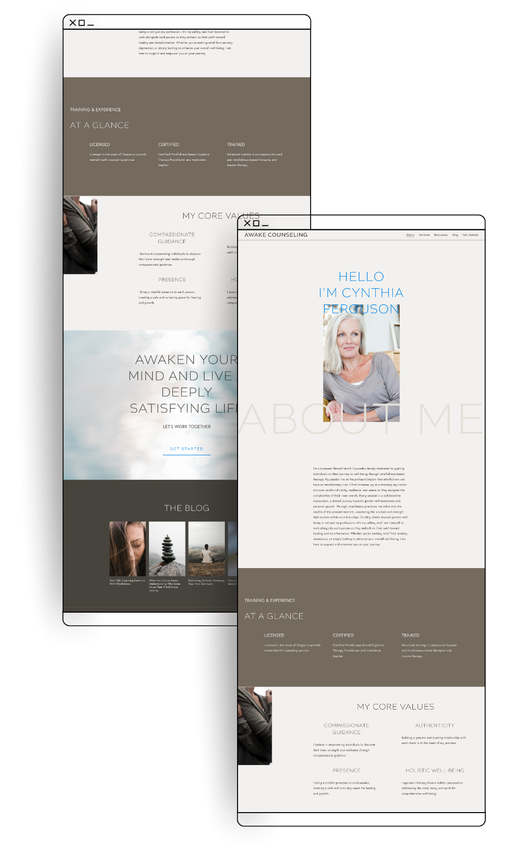 minimalist Squarespace website template for therapists