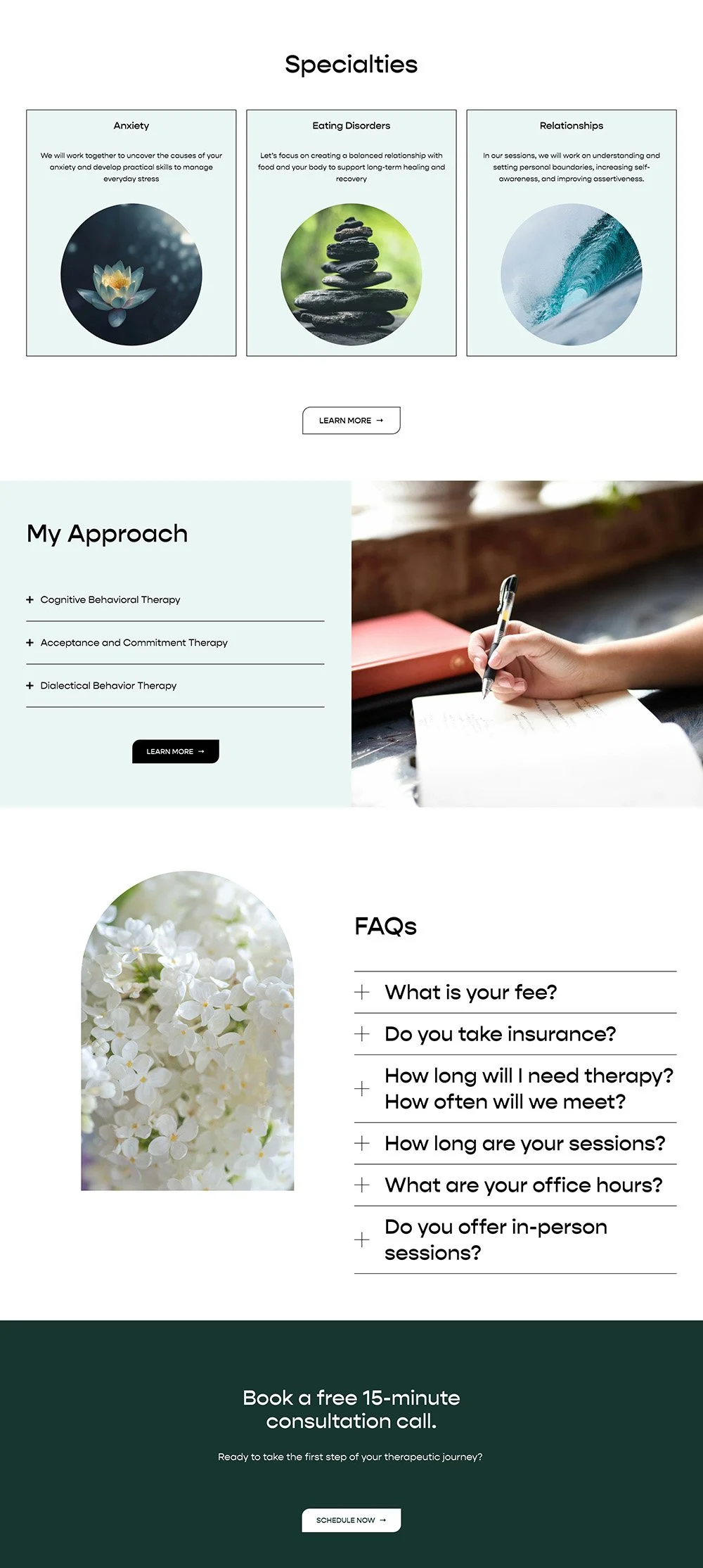 Blue and mint minimal website homepage