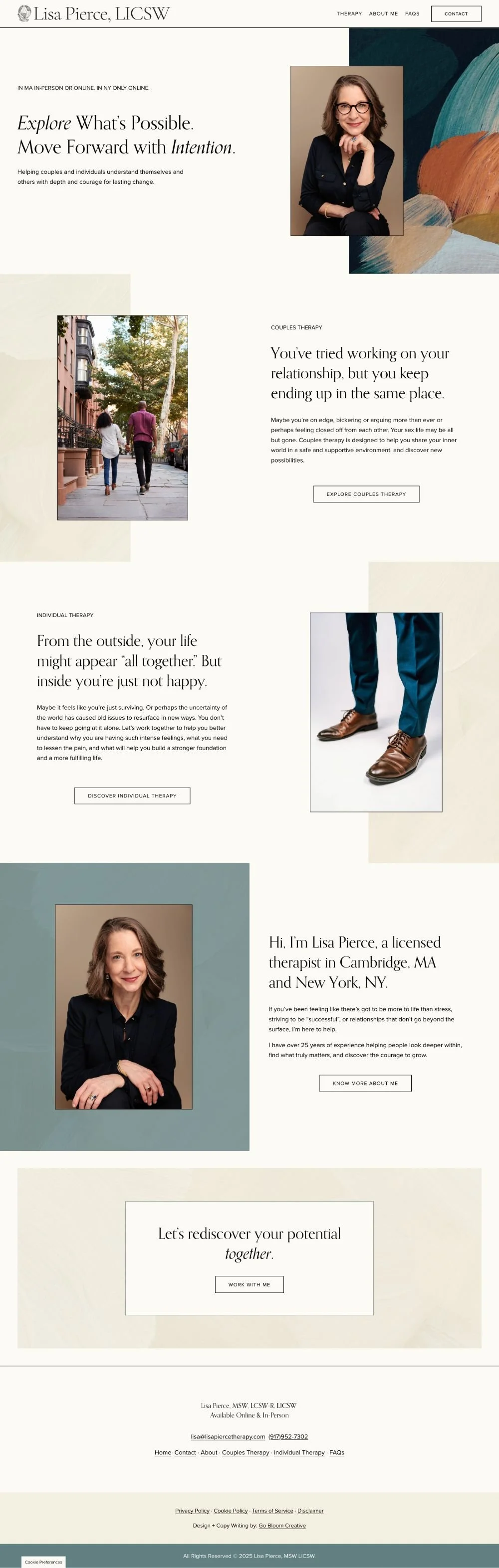 Elegant psychotherapy website homepage for therapist