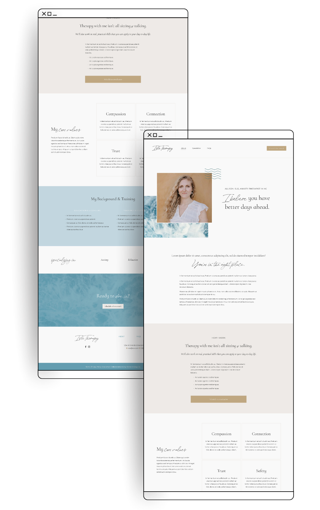 ocean themed website template for therapists