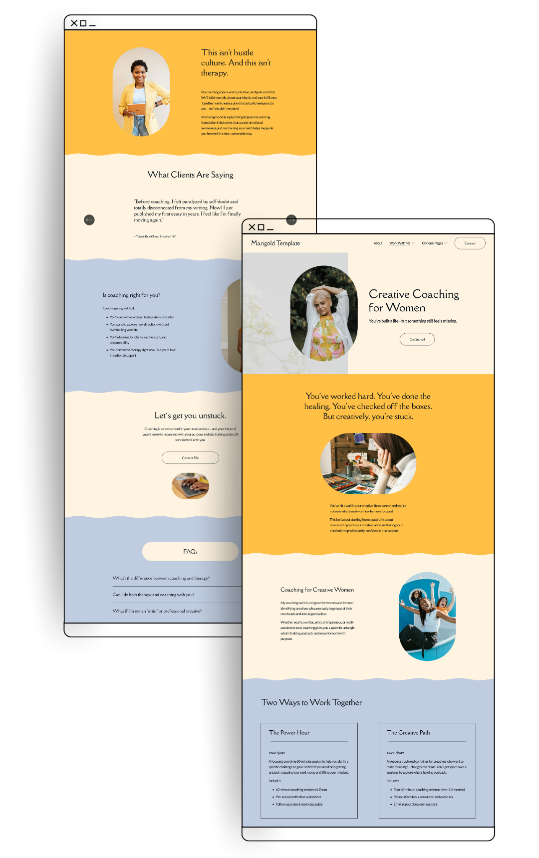 Marigold Squarespace Website Template for Therapist Coaches