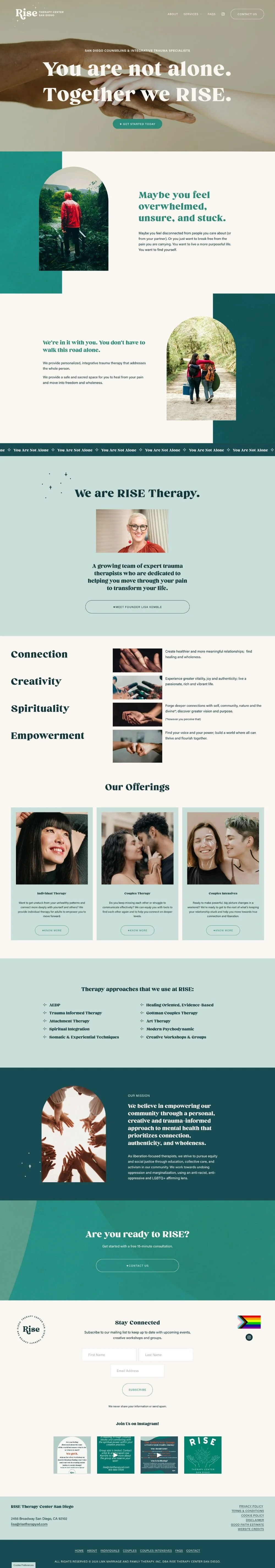 Creative therapist website with bold typography and vibrant green tones