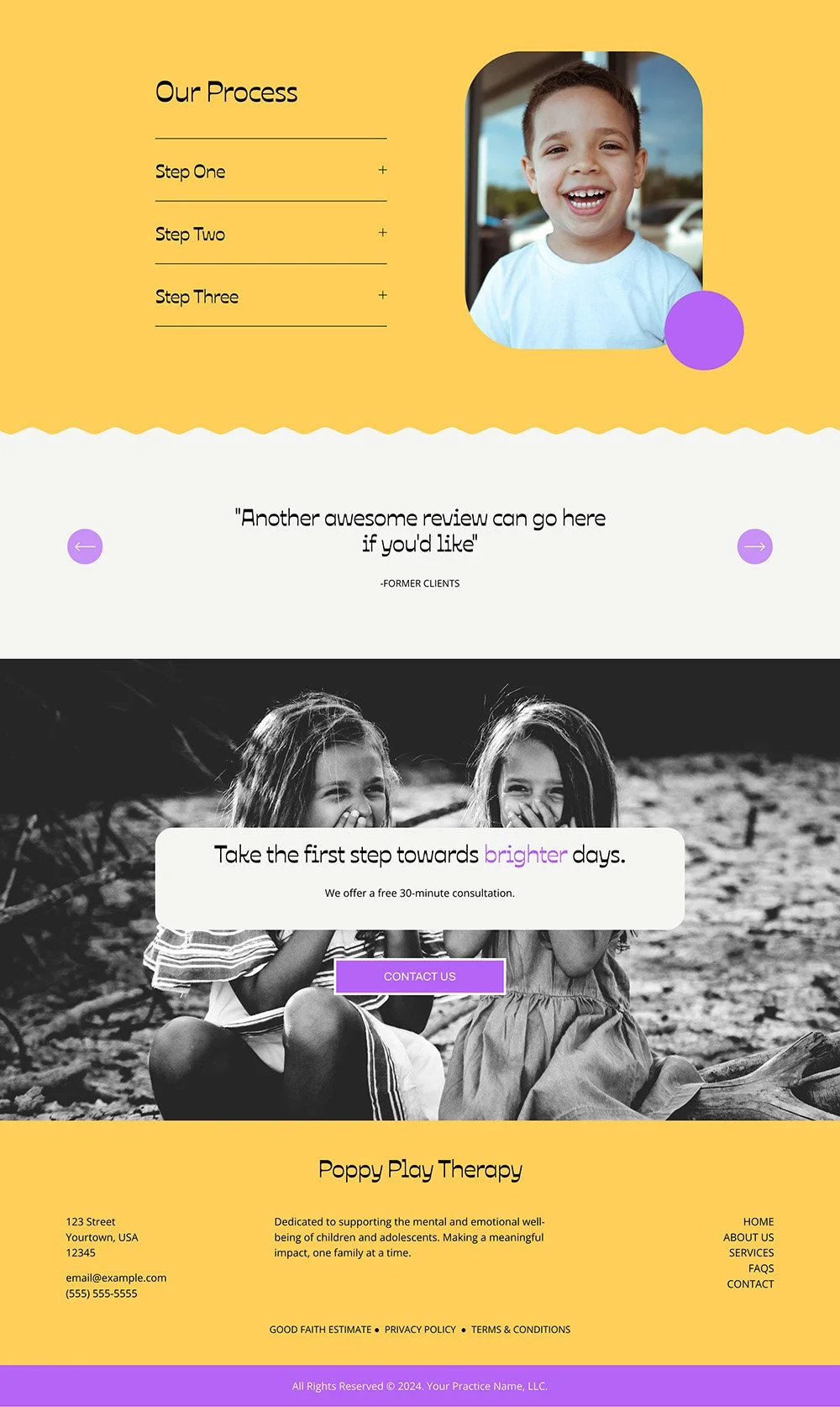 colorful website for a play therapist