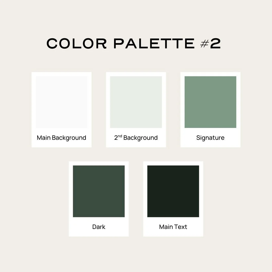 a 5-color palette with sage green as the signature color