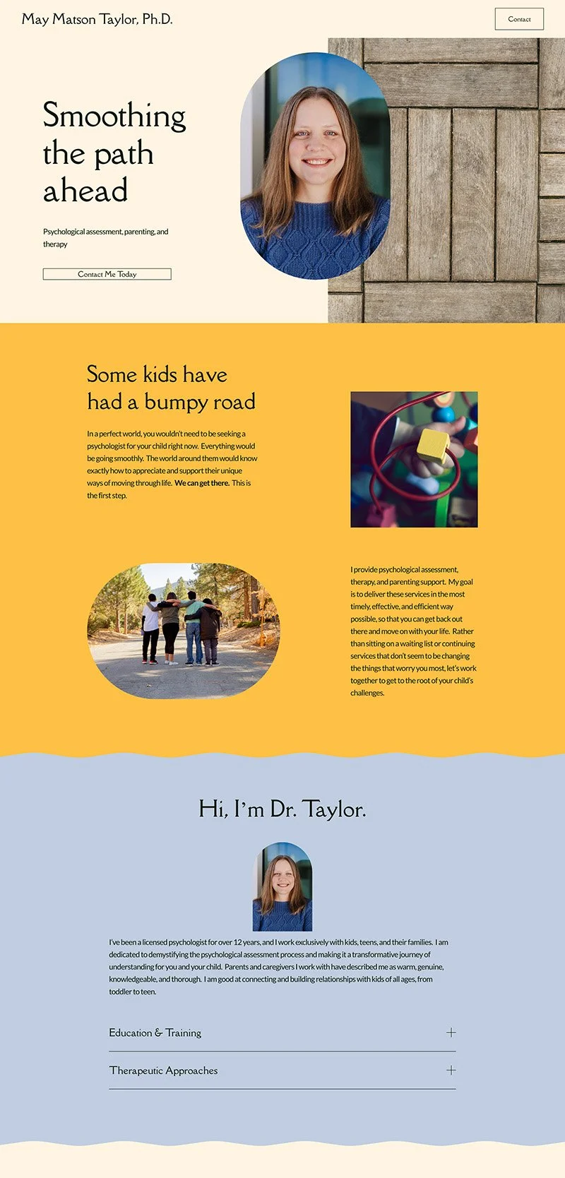 May Matson website template example for child therapist
