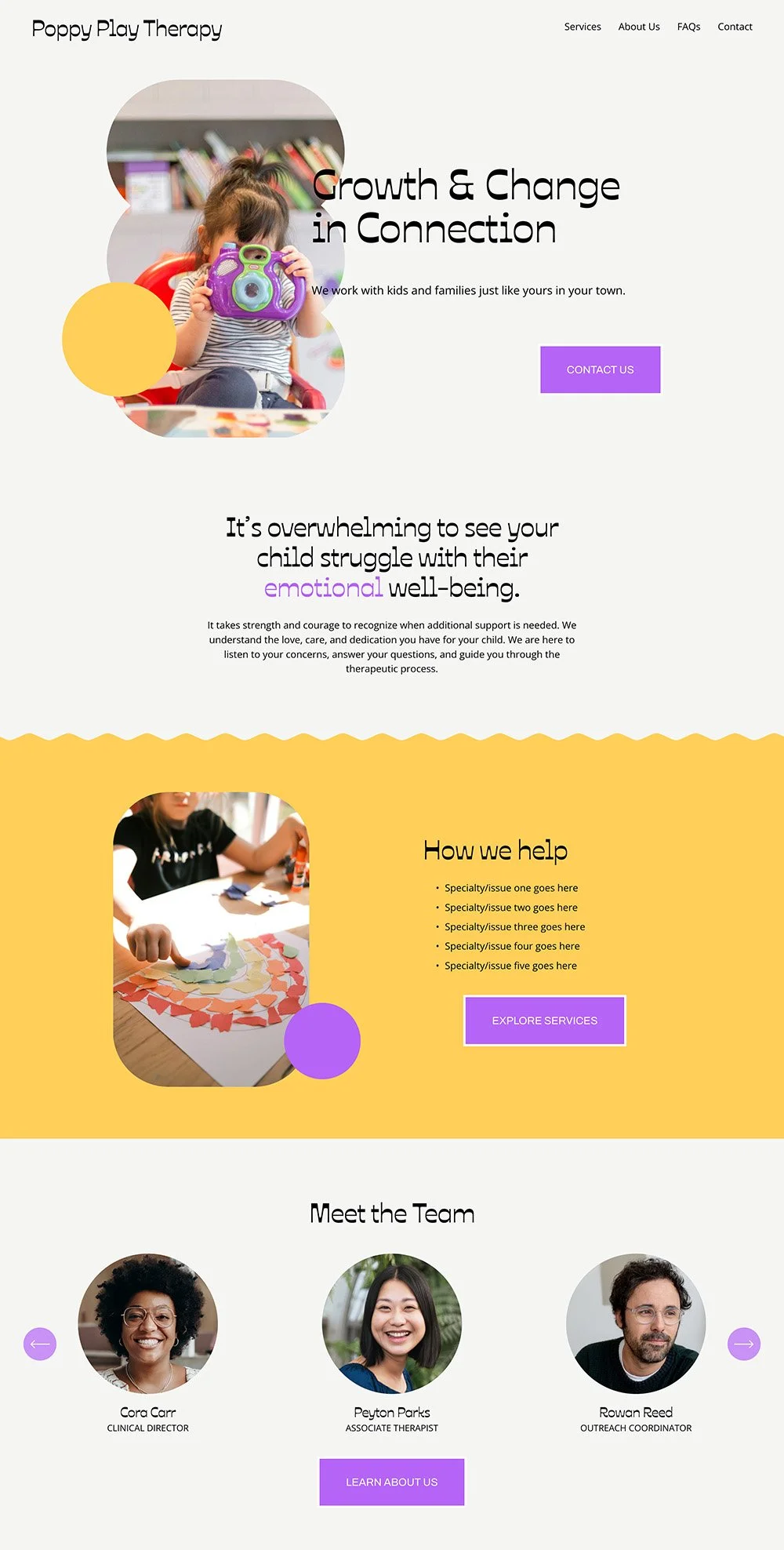 Template for child therapist example