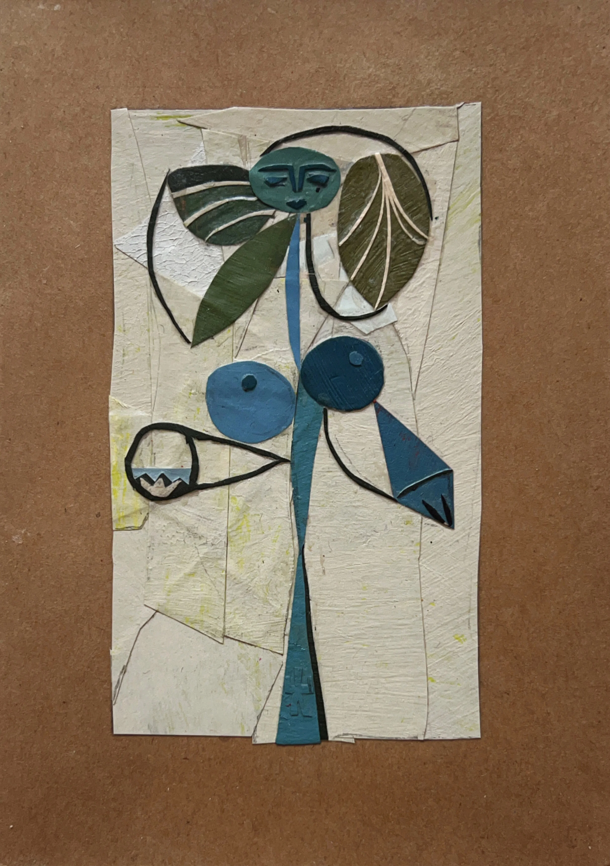   After Pablo Picasso’s  Woman Flower   Painted paper collage 5.5"x4" 
