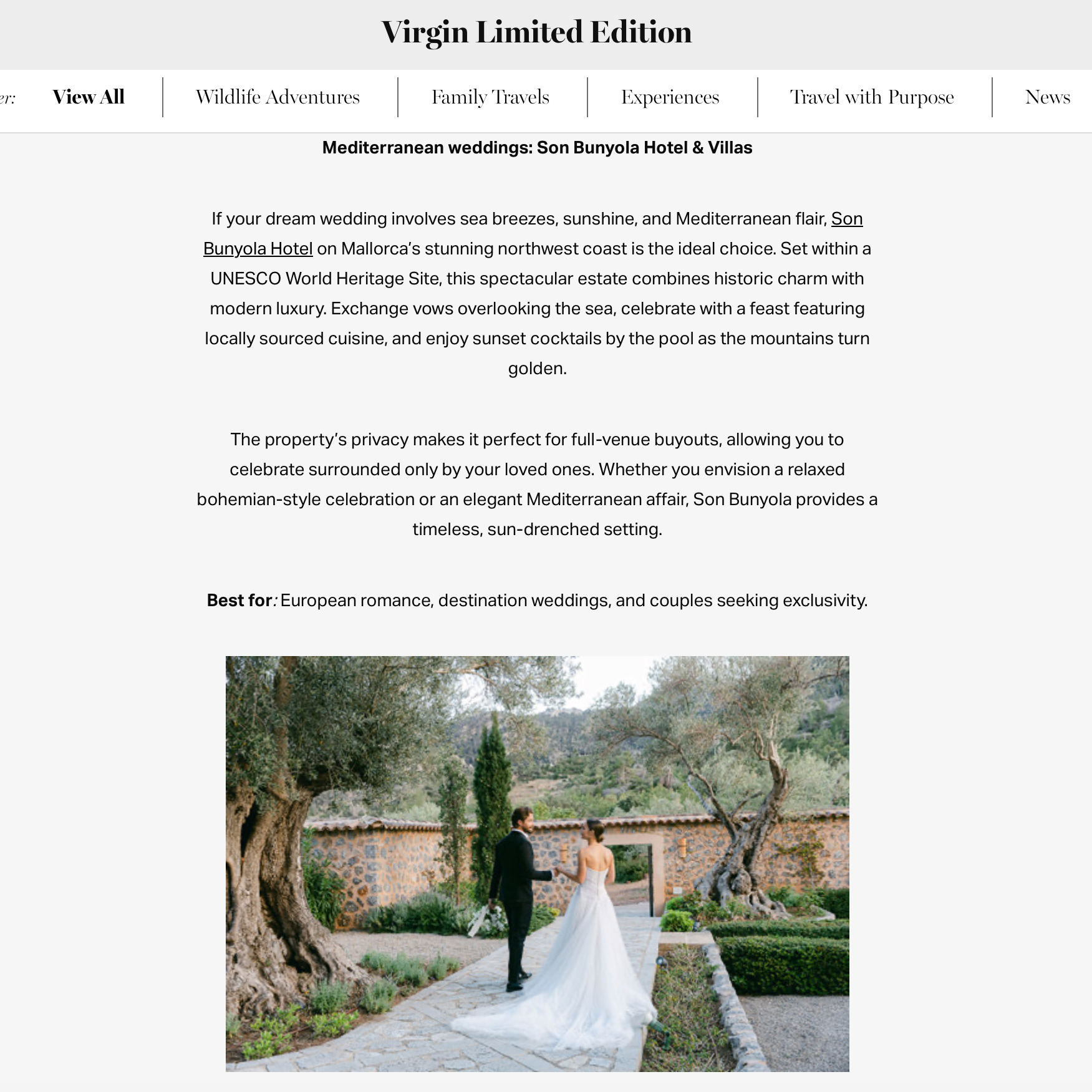 Mediterranean weddings: Son Bunyola Hotel & Villas