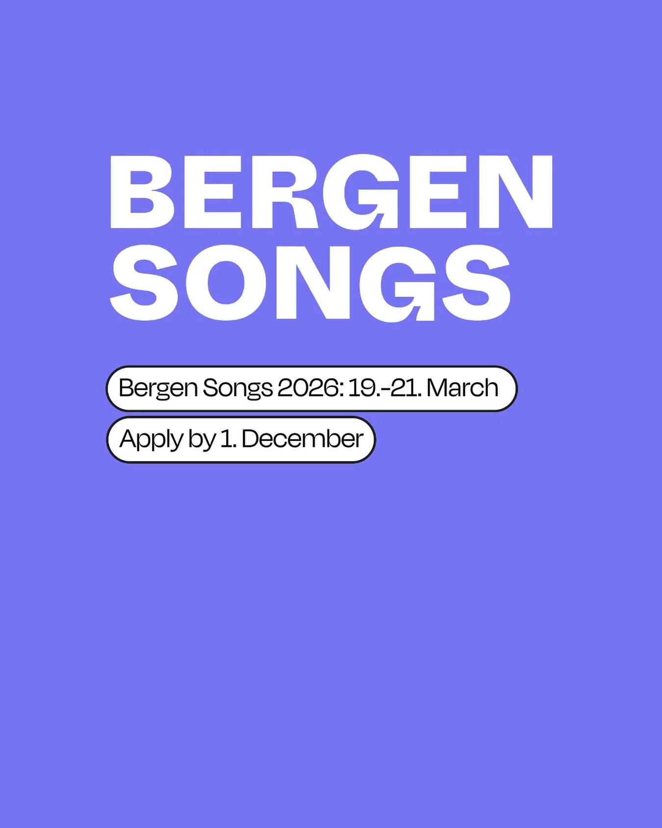 !!! 

Artist, Producers, Songwriters: Apply now to be a part of the 10th Bergen Songs! 🥳
Link in bio!