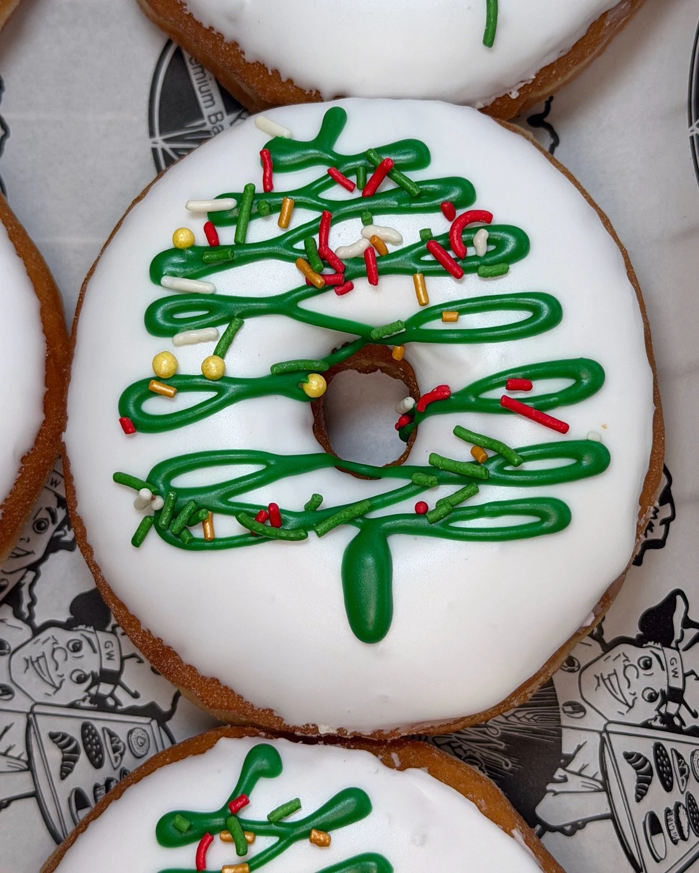 Happy Holidays from Glenn Wayne Bakery. Make your celebrations sweeter with holiday donuts perfect for friends, coworkers, and family. Order for Christmas Eve by calling 631-256-5140 as all orders are due tomorrow. 🎄🍩❄️