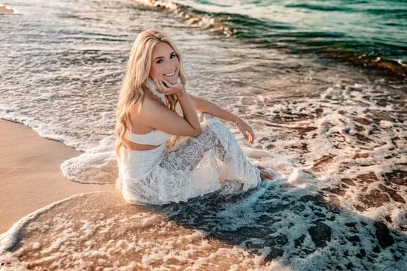 High school senior portrait at inlet beach