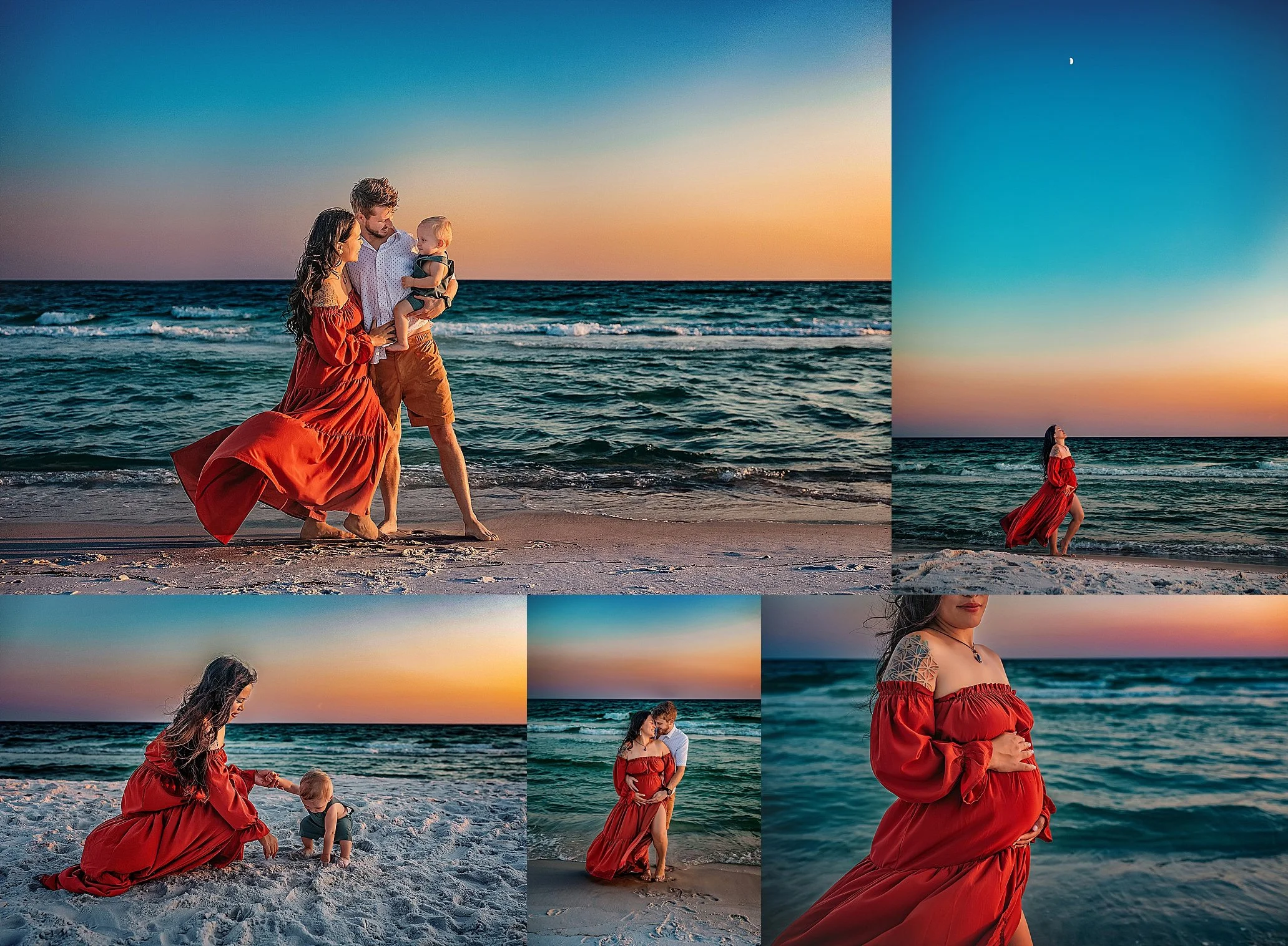 Collage of a maternity beach session in Destin Florida
