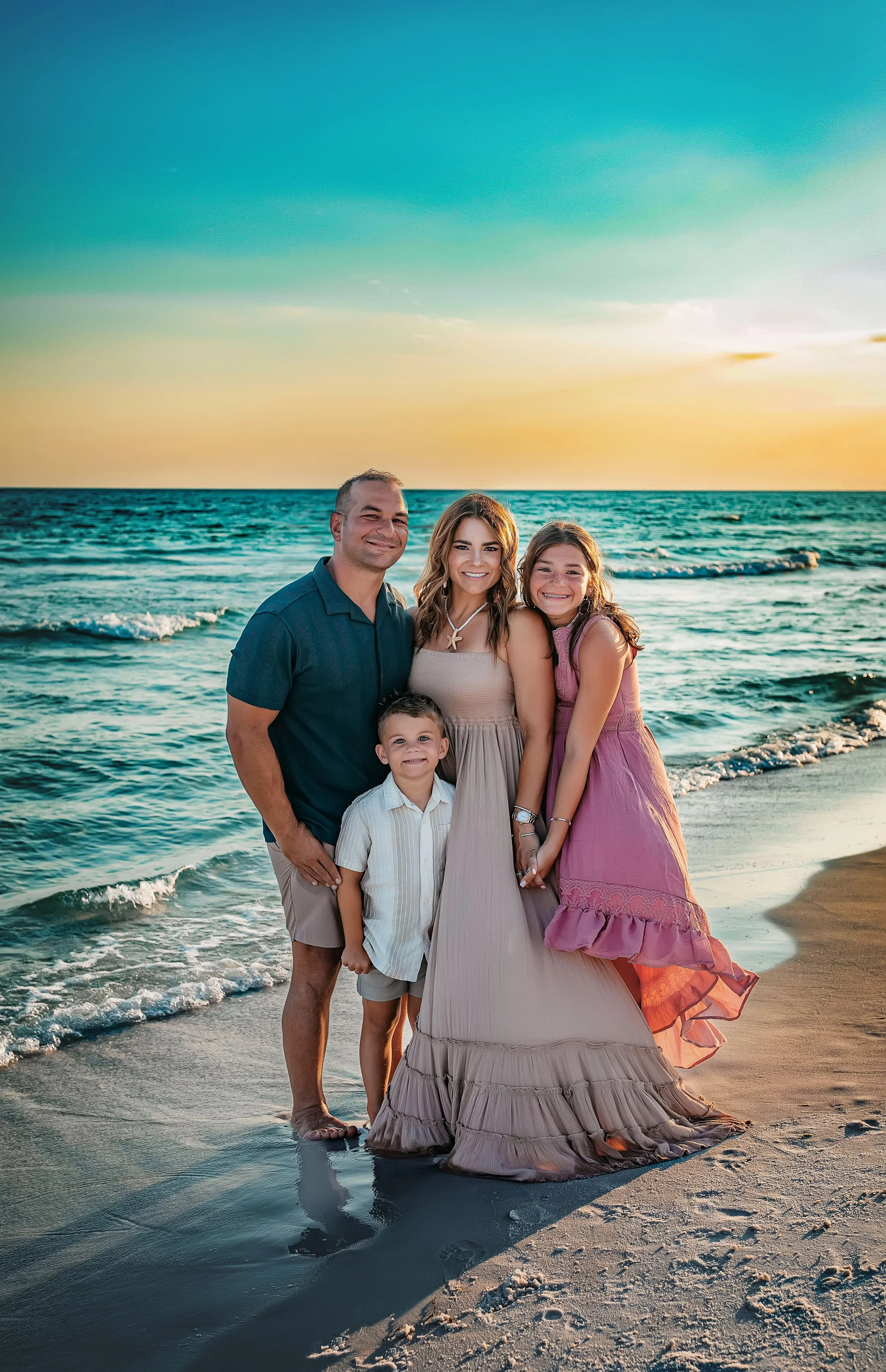 Family beach photos at Santa Rosa Beach Florida captured by 30A family photographer at sunset