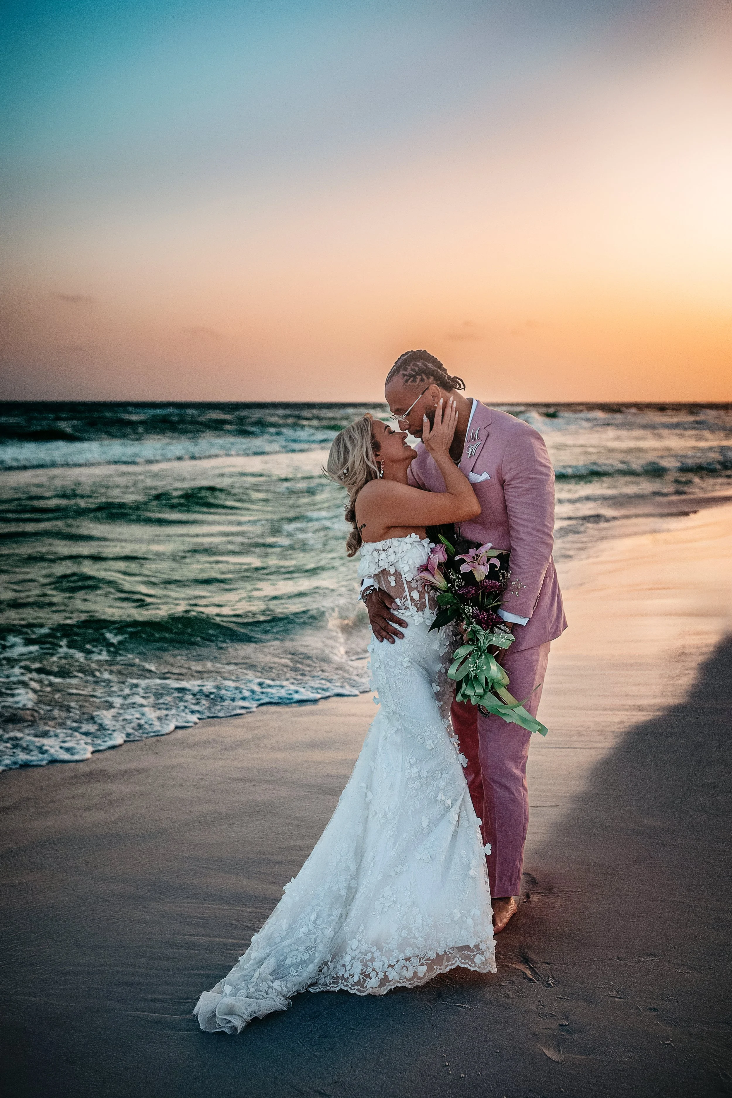 Ashlee and Quis sunset beach wedding along 30A