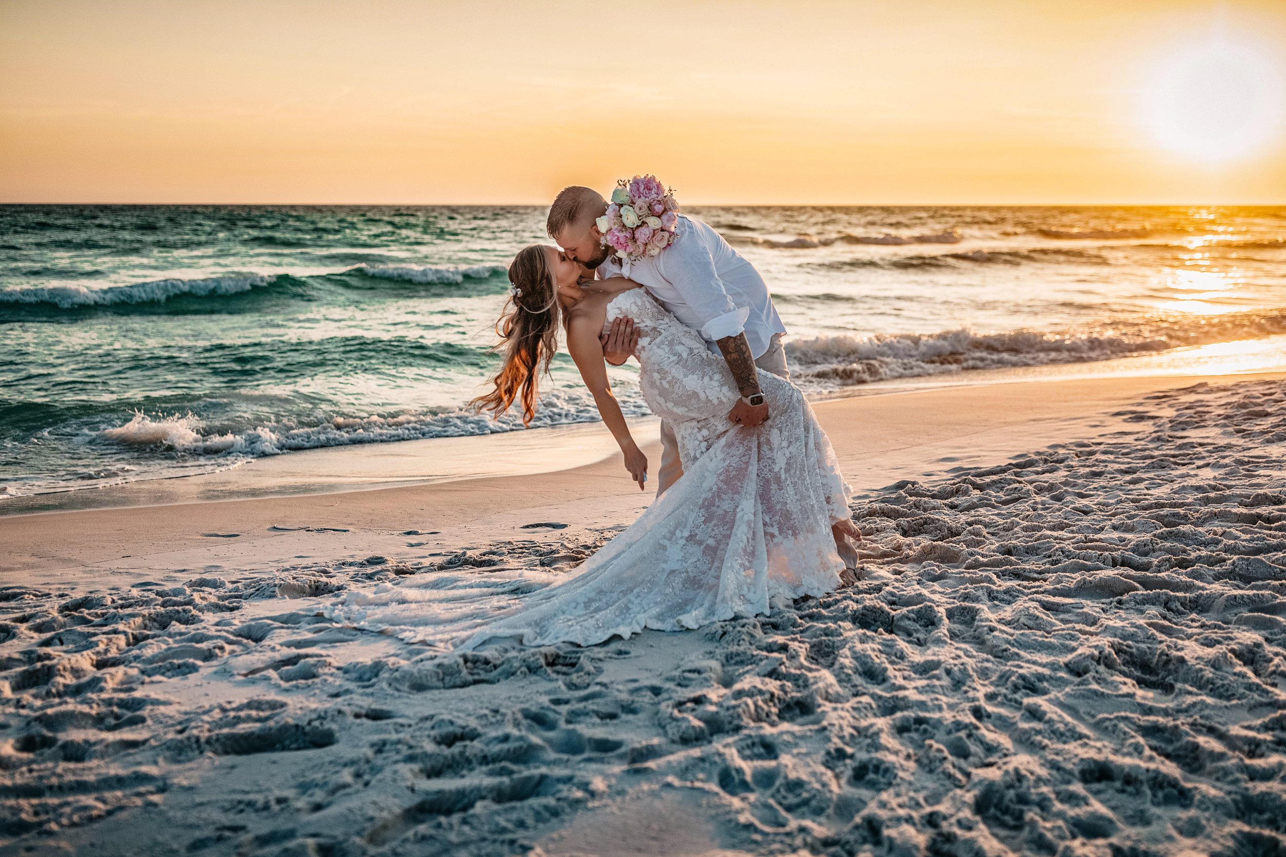 An IntimateAn Intimate Crystal Beach Ceremony. Lisa and Brody exchanged vows on the sand with 30–40 of their closest family and friends, keeping the ceremony heartfelt and personal.