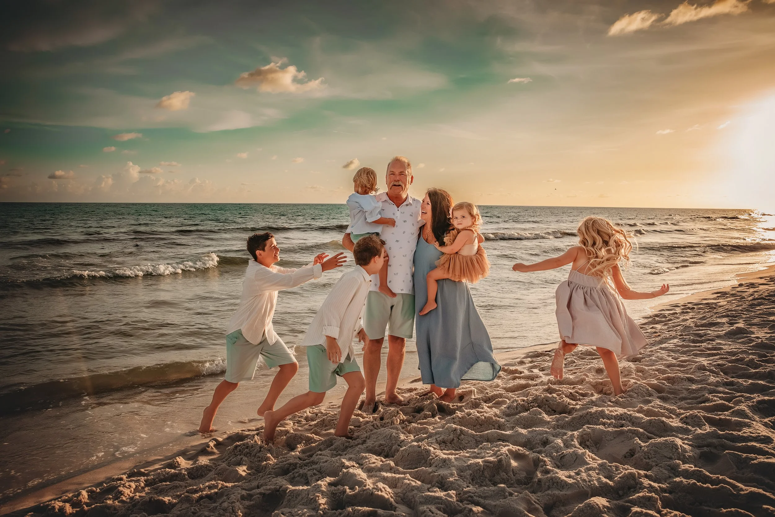 Kids playing in the sand.