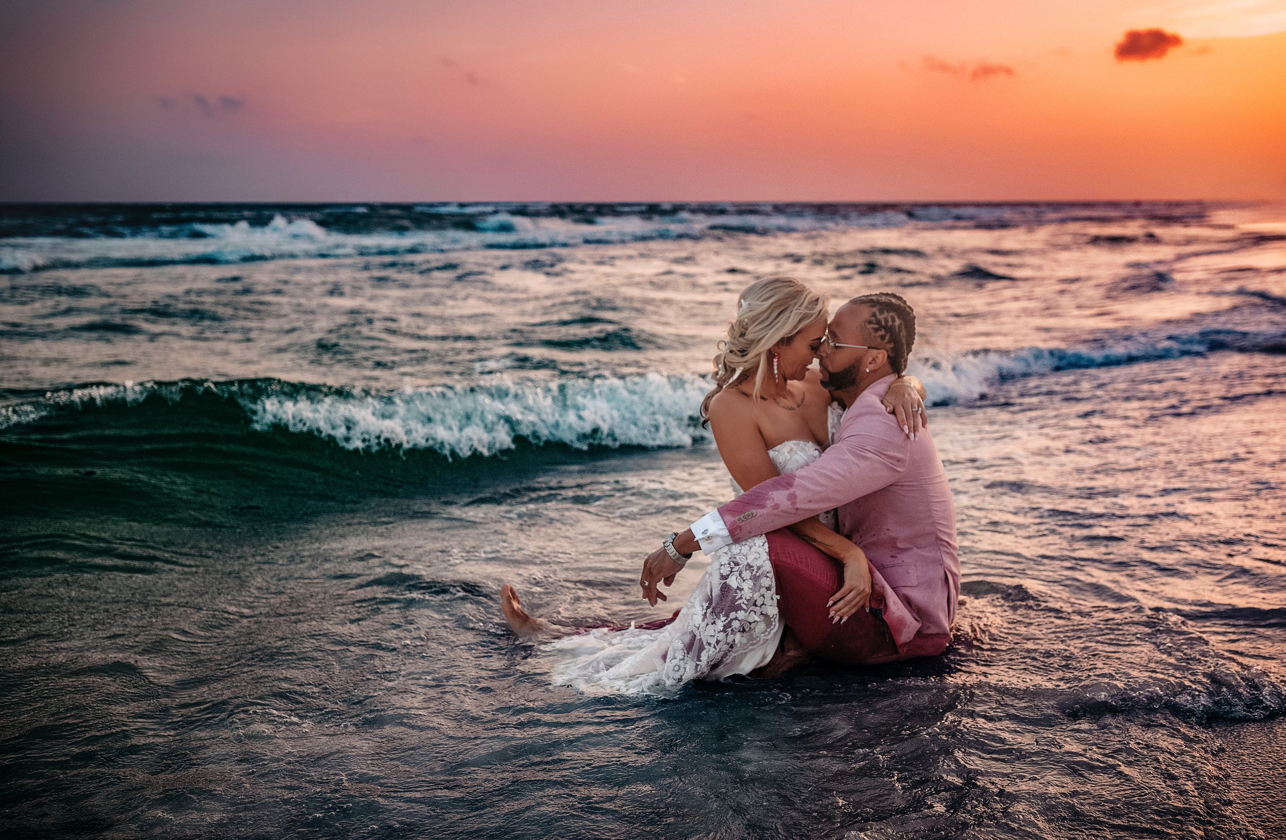 Sunset beach wedding along 30A