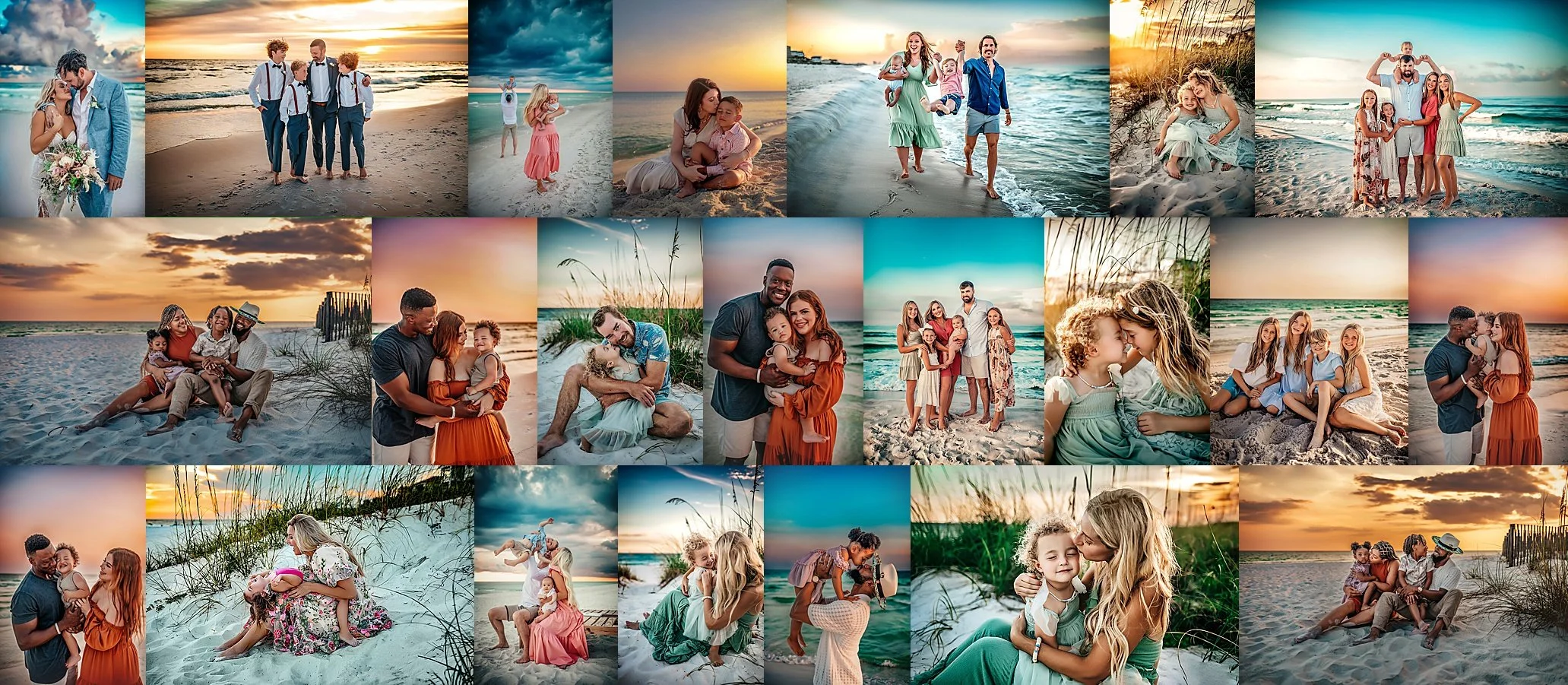 Collage of work from family beach session shot along th gulf coast and 30A Florida