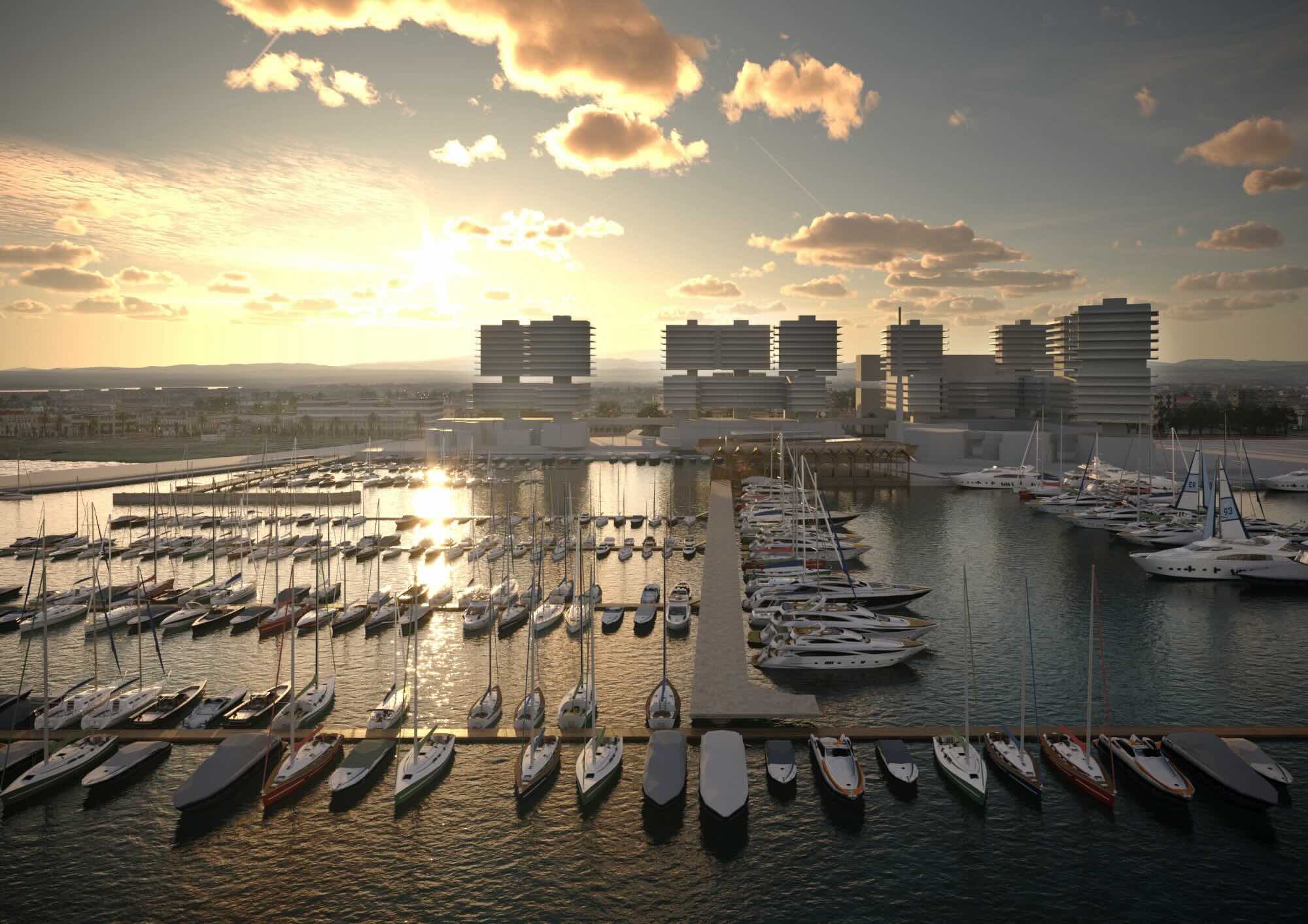 Cyprus Larnaka Naftilos Heritage HutLarnaca Marina, Port, Waterfront 2023 3D render