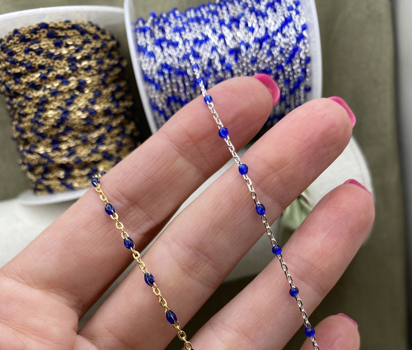 Bracelet (Pre-Order) - Gold-Filled Blue Enamel Chain