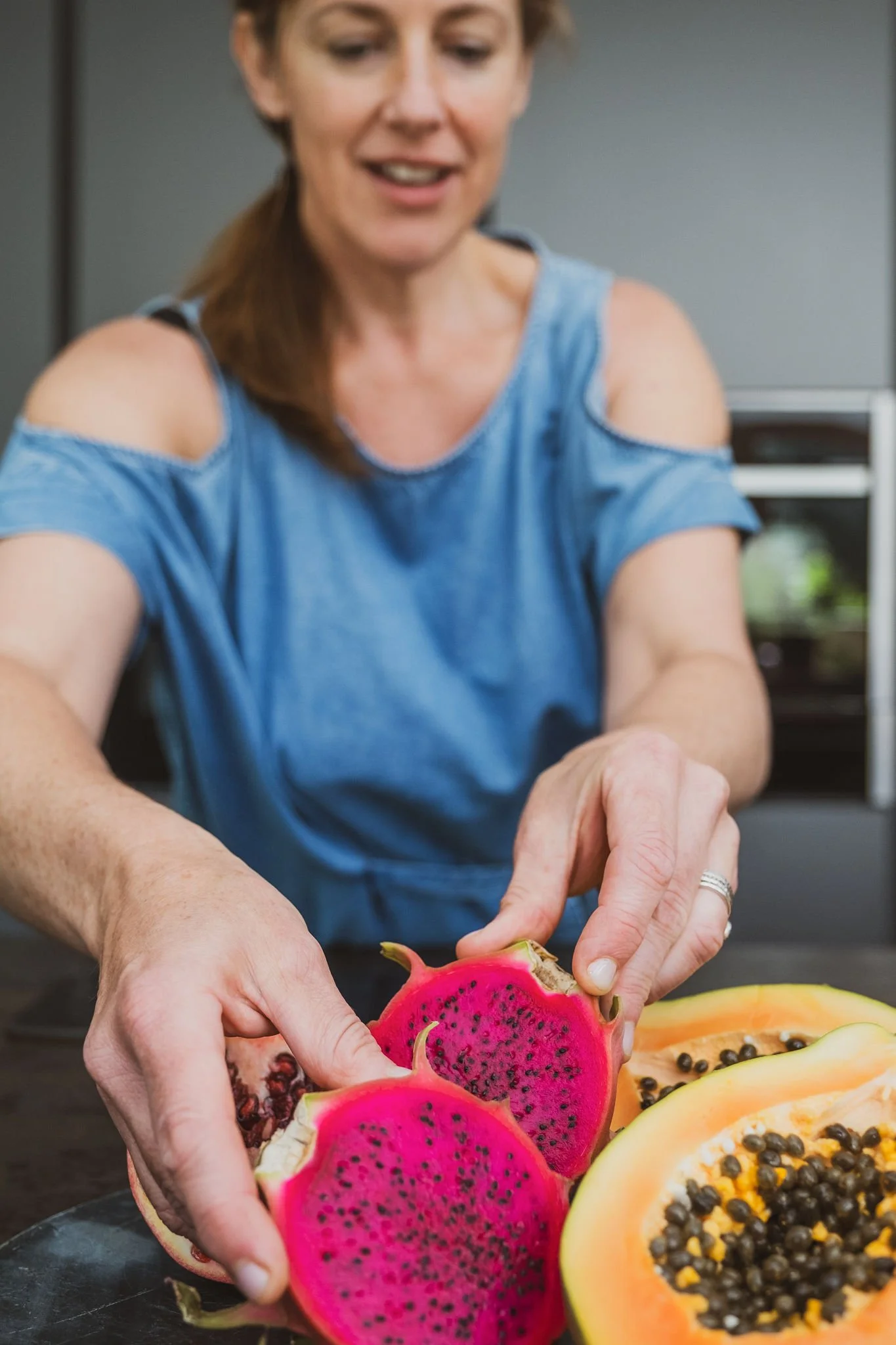 Photo of Melanie Cohen preparing food