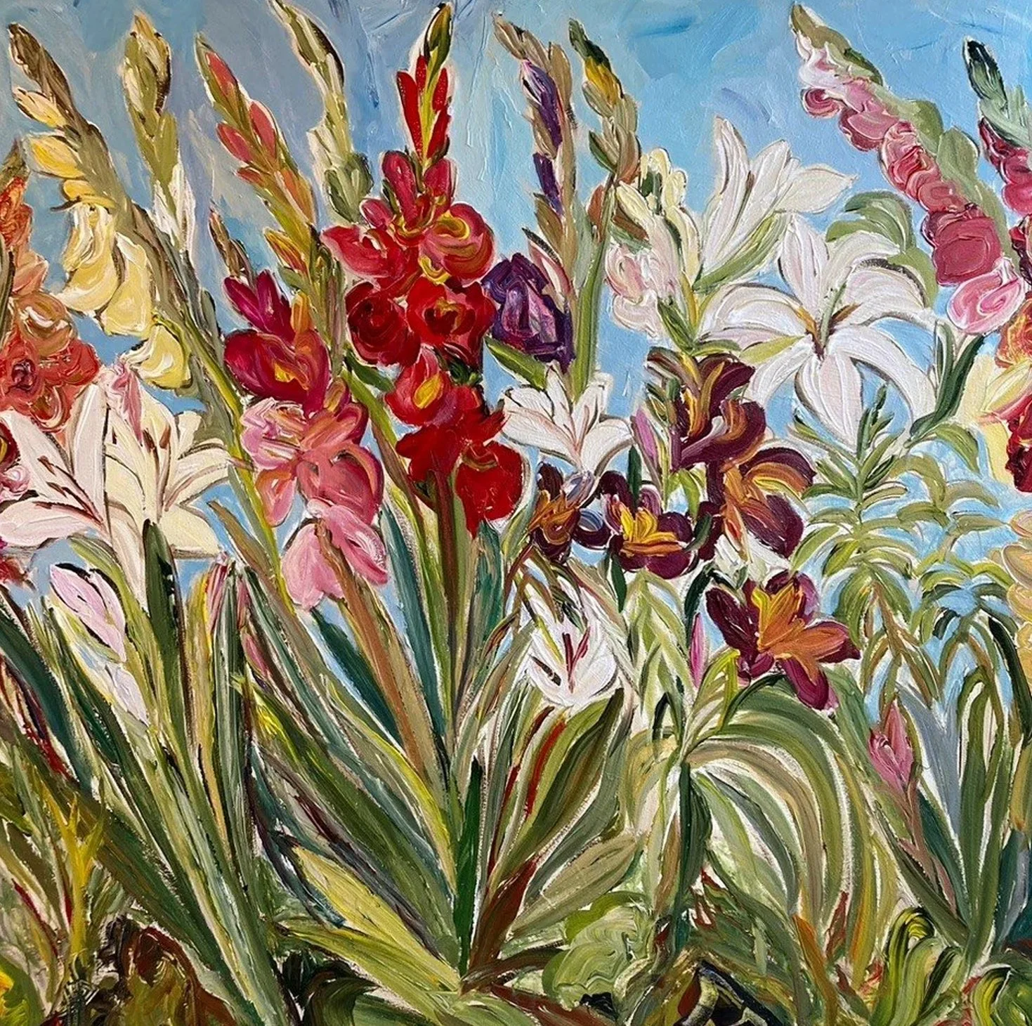 Gladiolus and Lilies 36"x36"  $2,200