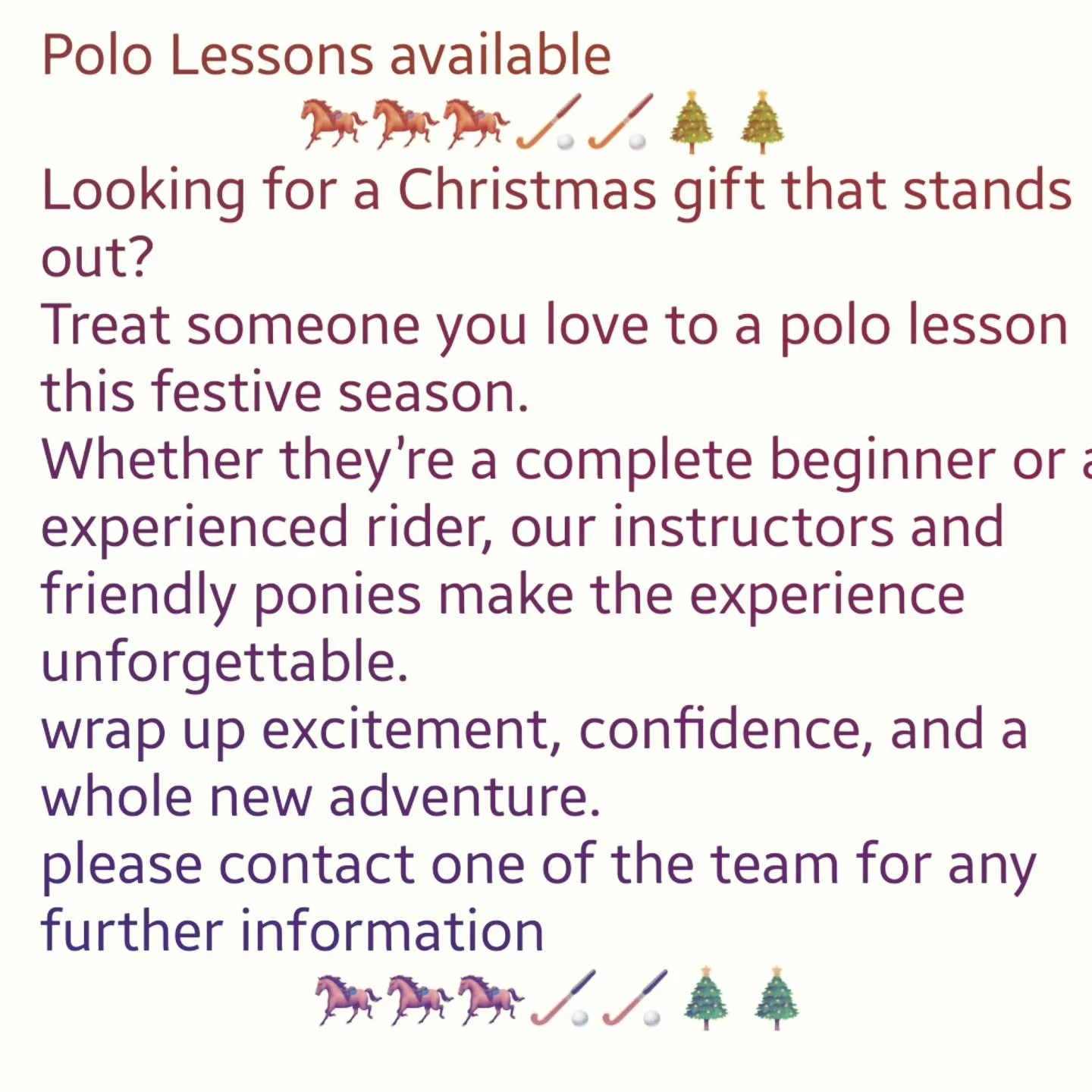 Please contact one of the team for more information 
#polosport #pololessons #poloteam #poloponiesofinstagram #polouniversity #pololinetv #poloarena #polofun #pololife #polocoach