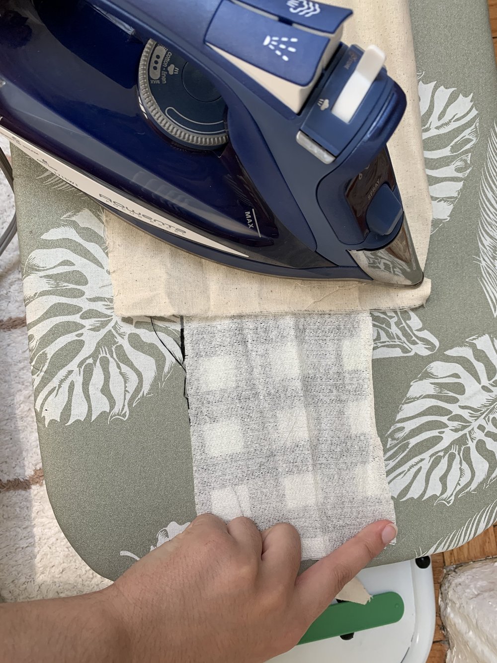 Ironing together the fusing and waistband