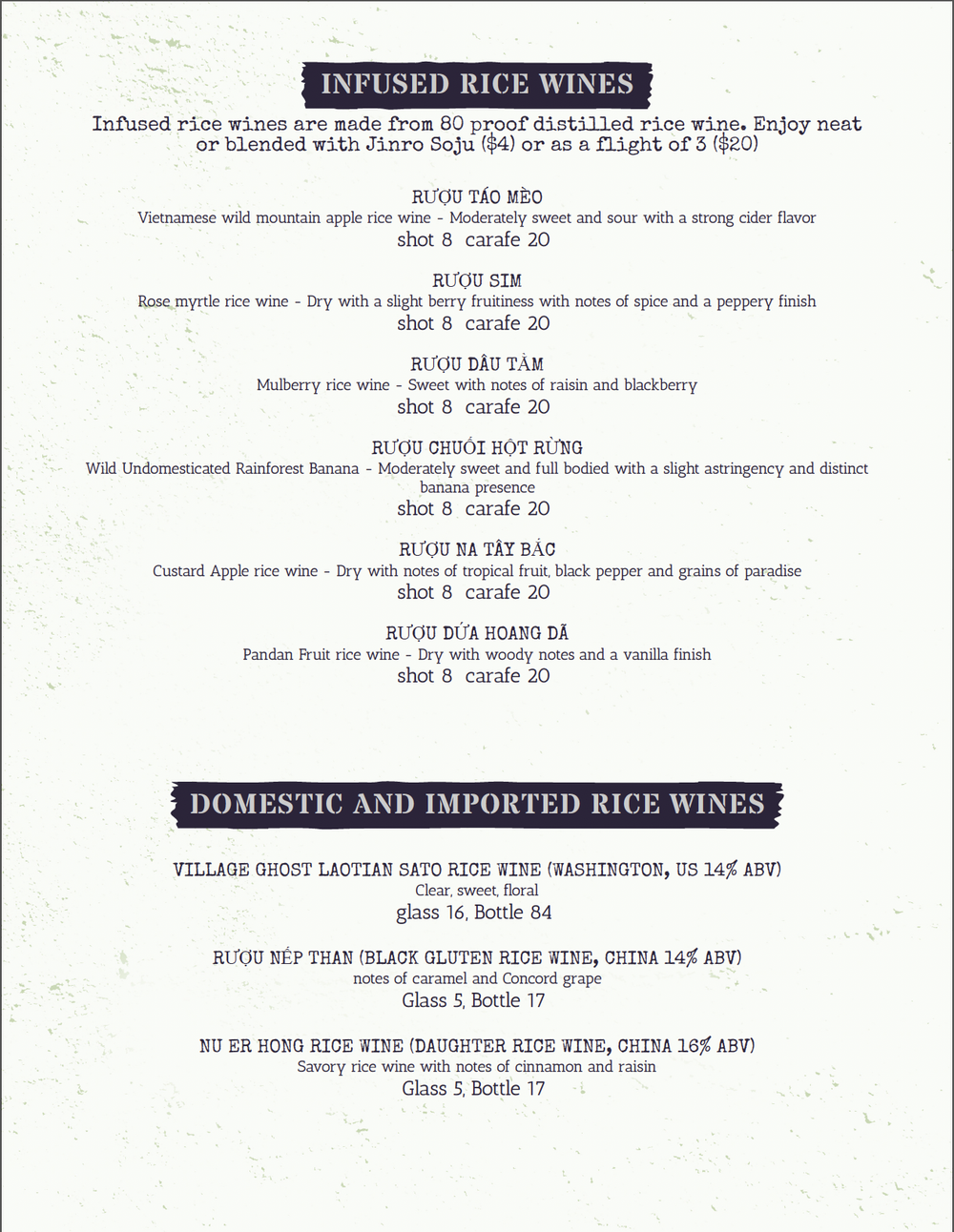 Menu — The Paper Bridge