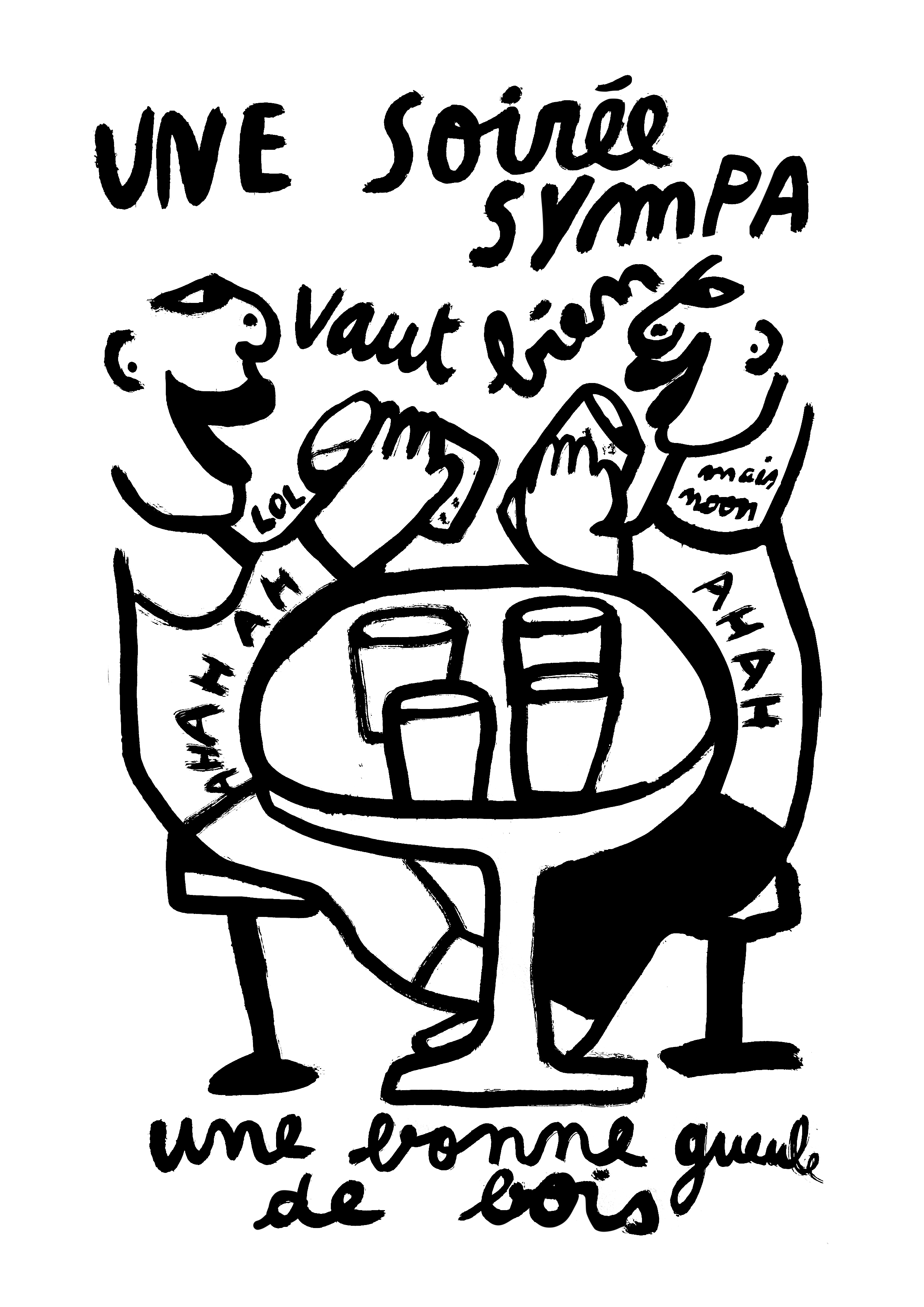 Une bonne gueule de bois - tirage d'art encre de chine