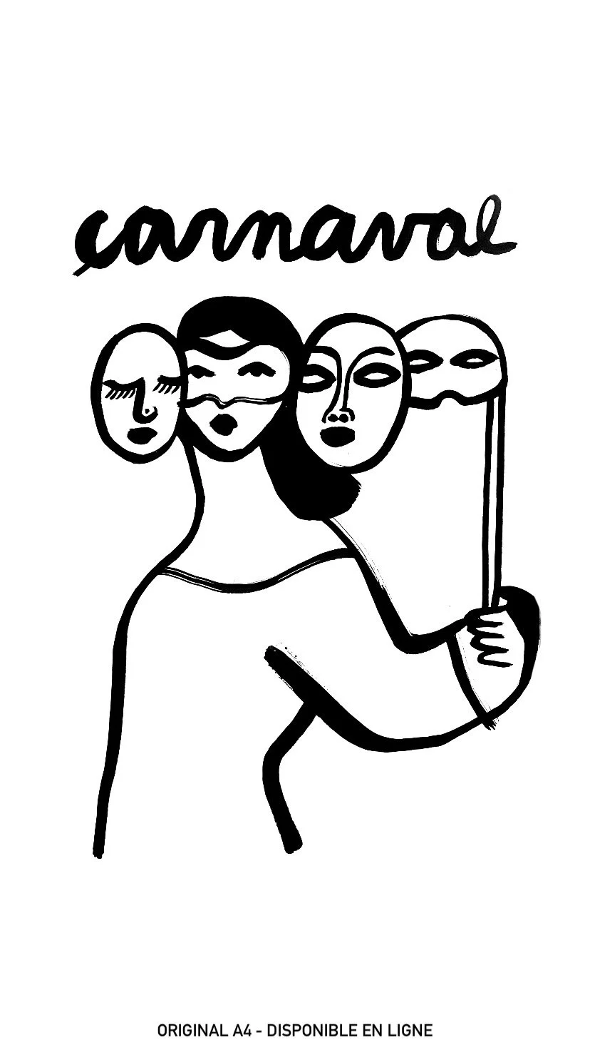 Carnaval  - Oeuvre originale à l'encre de Chine - A4