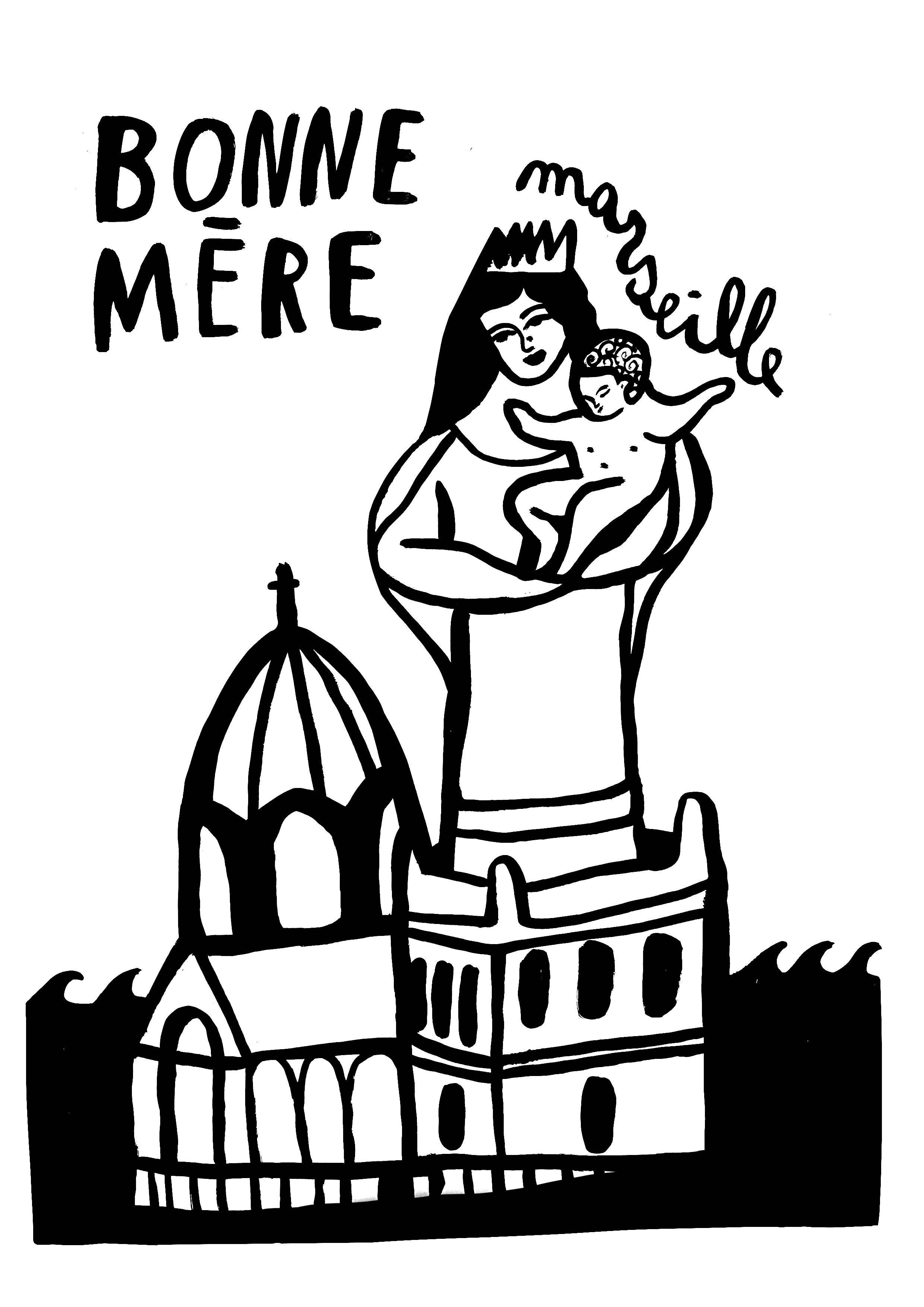 La Bonne Mère - Tirage d’art à l’encre de Chine - A4