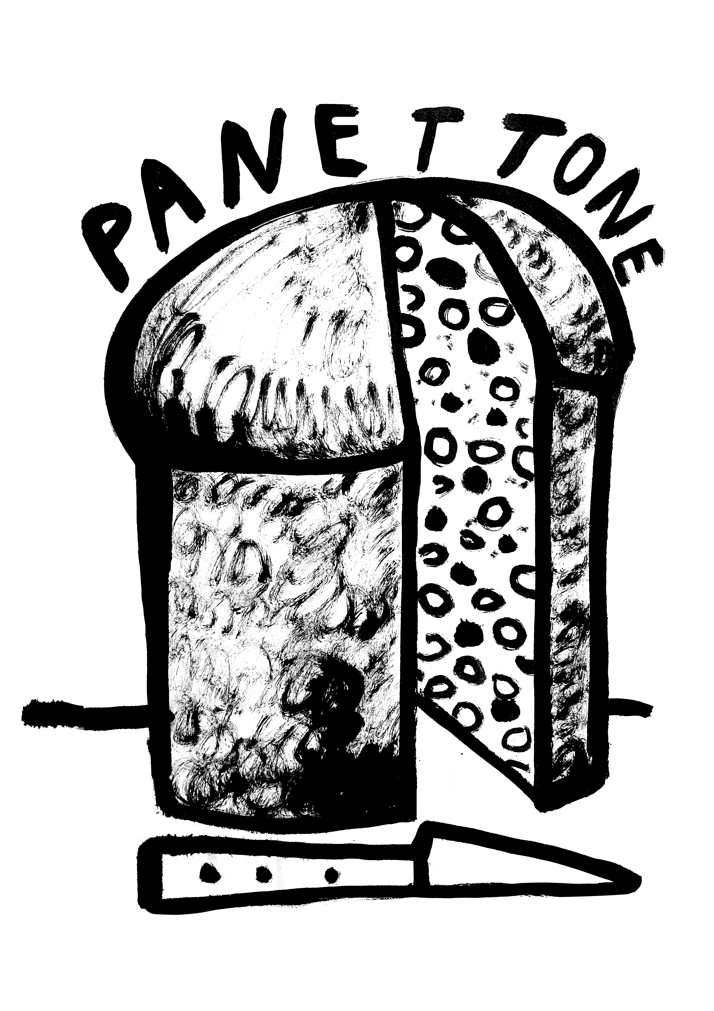 Illustration Panettone — tirage d’art A4 à l’encre de Chine par Twotma