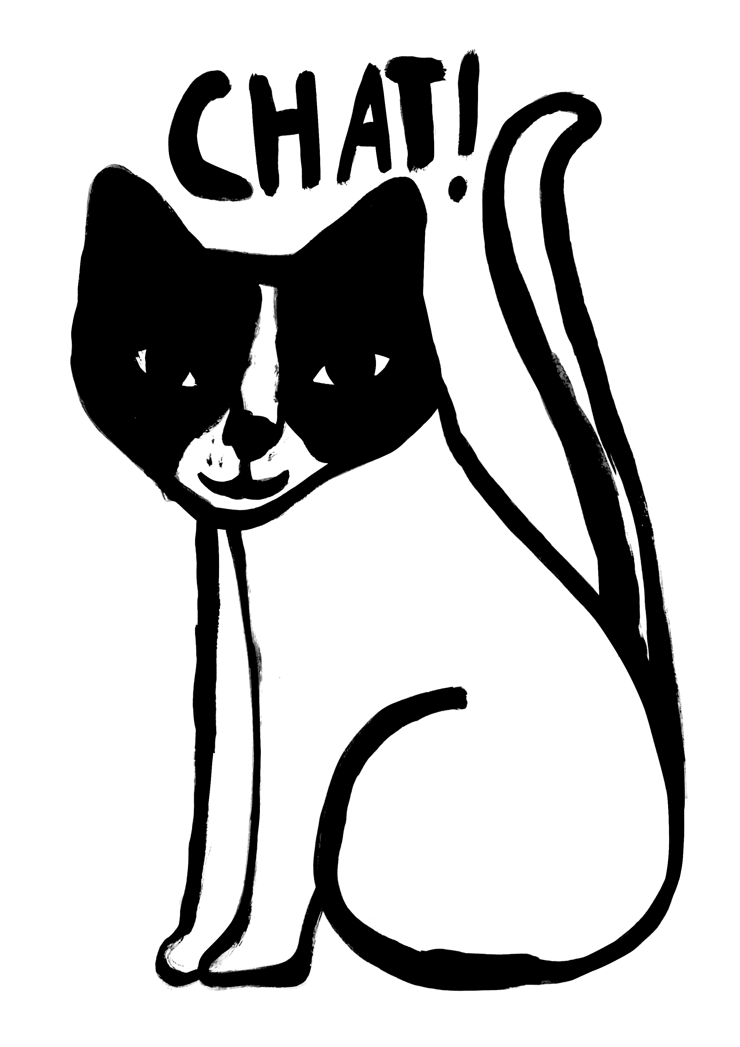 Illustration Chat ! — tirage d’art A4 à l’encre de Chine par Twotma