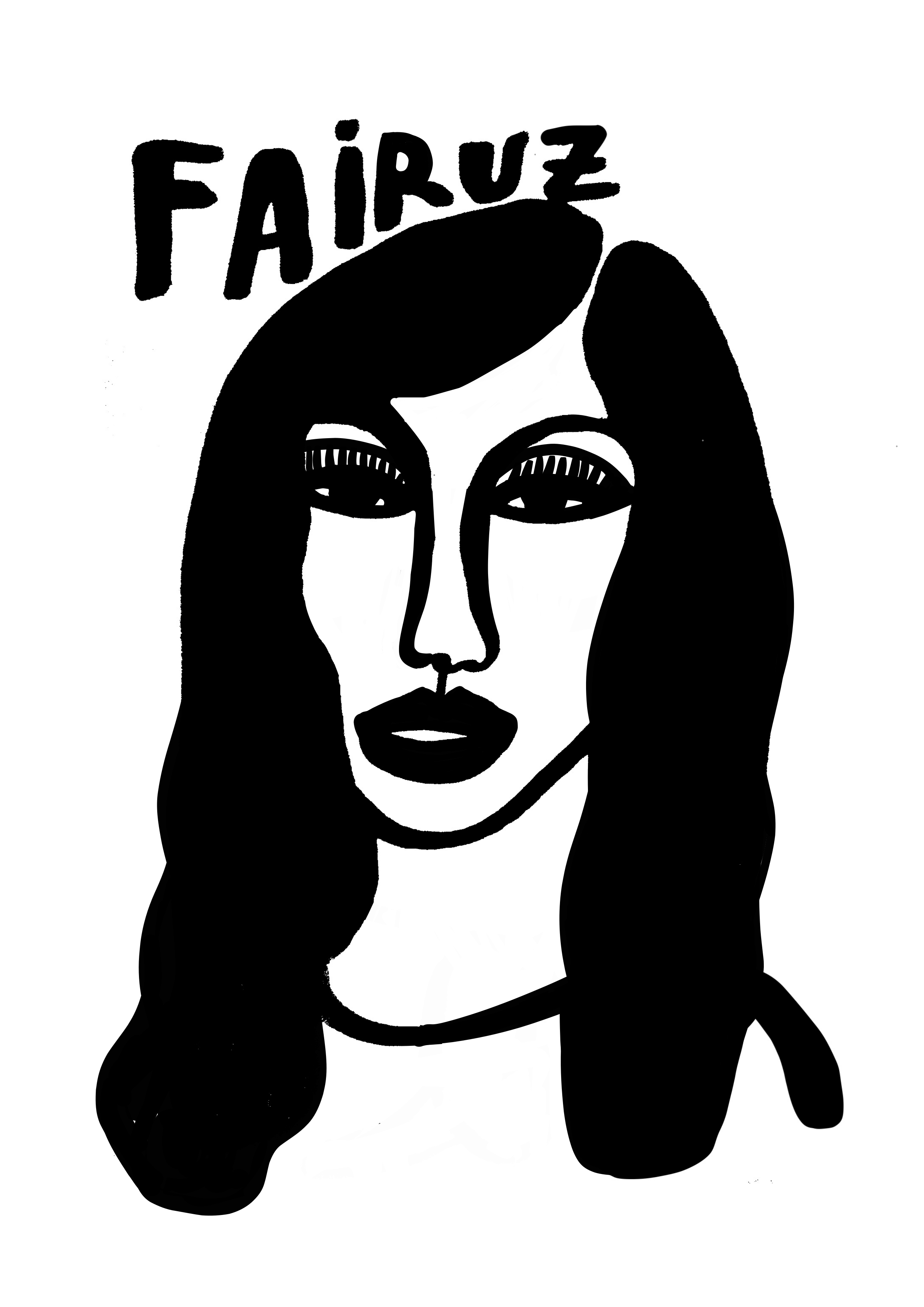 Fairuz  - Tirage d’art à l’encre de Chine - A4