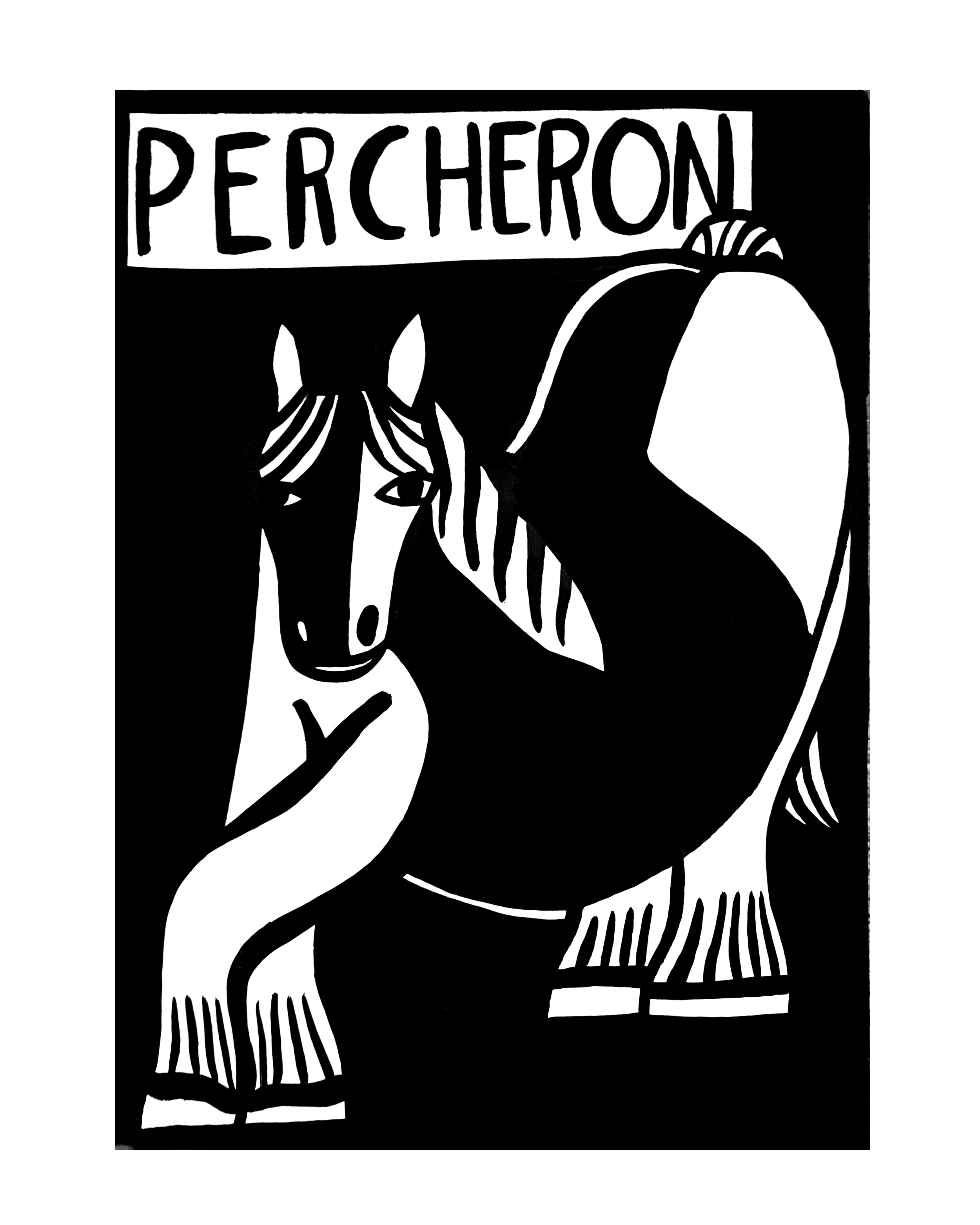 Le percheron - Oeuvre originale à l'encre de Chine - A3