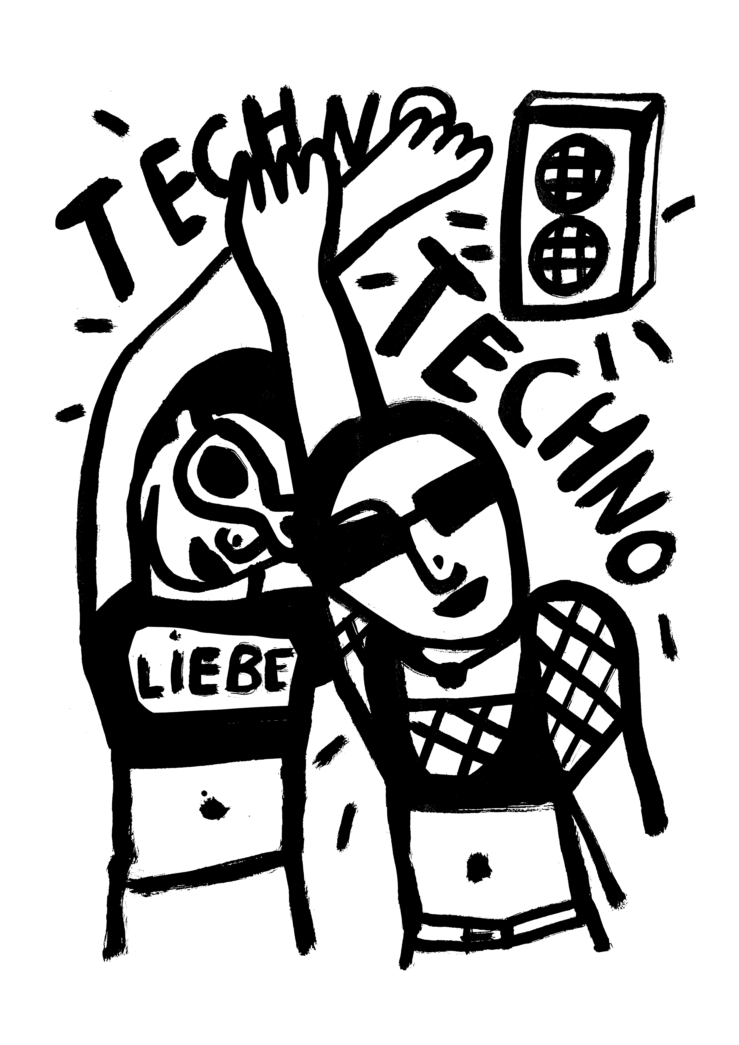 Illustration Techno — tirage d’art A4 à l’encre de Chine par Twotma
