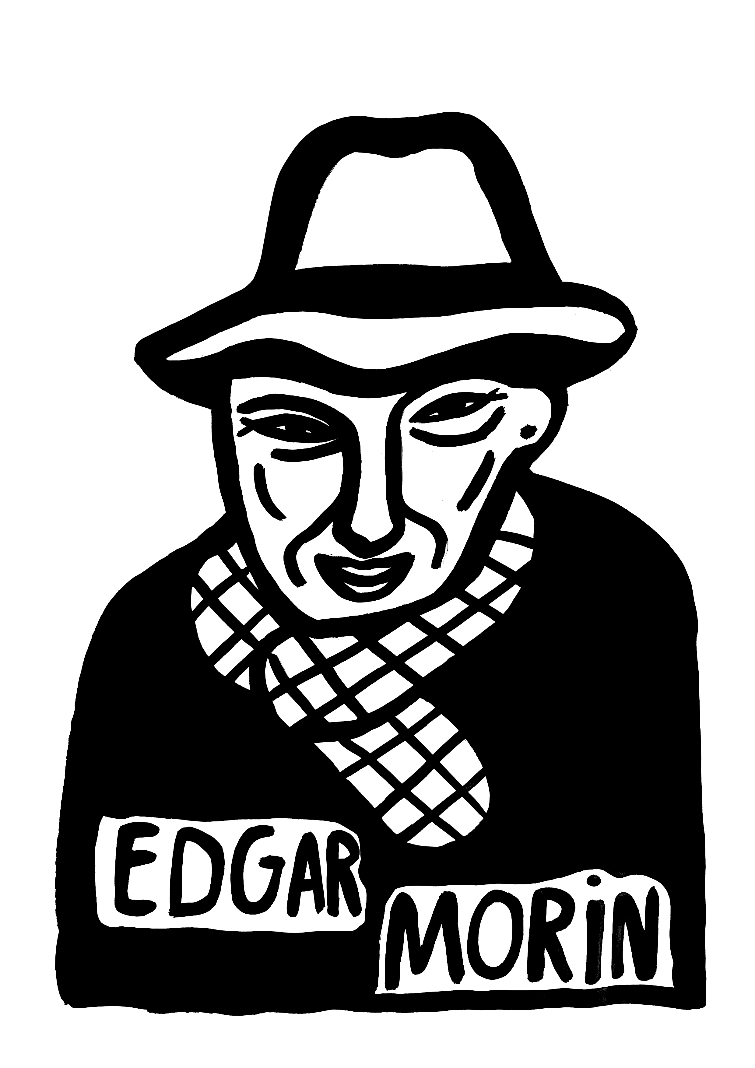 Edgar Morin - Tirage d'art à l'encre de Chine - A4