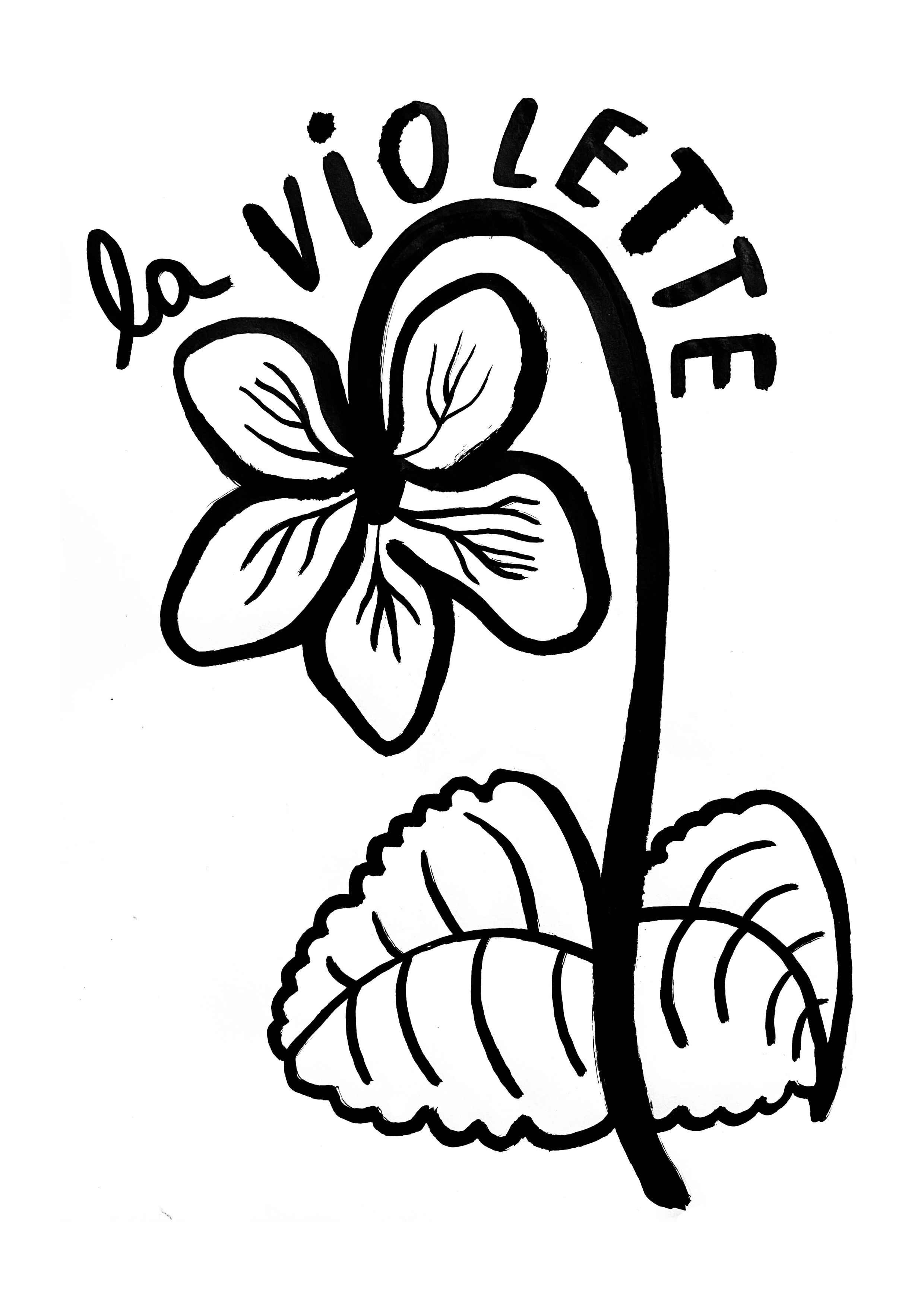 Illustration Violette — tirage d’art A4 à l’encre de Chine par Twotma