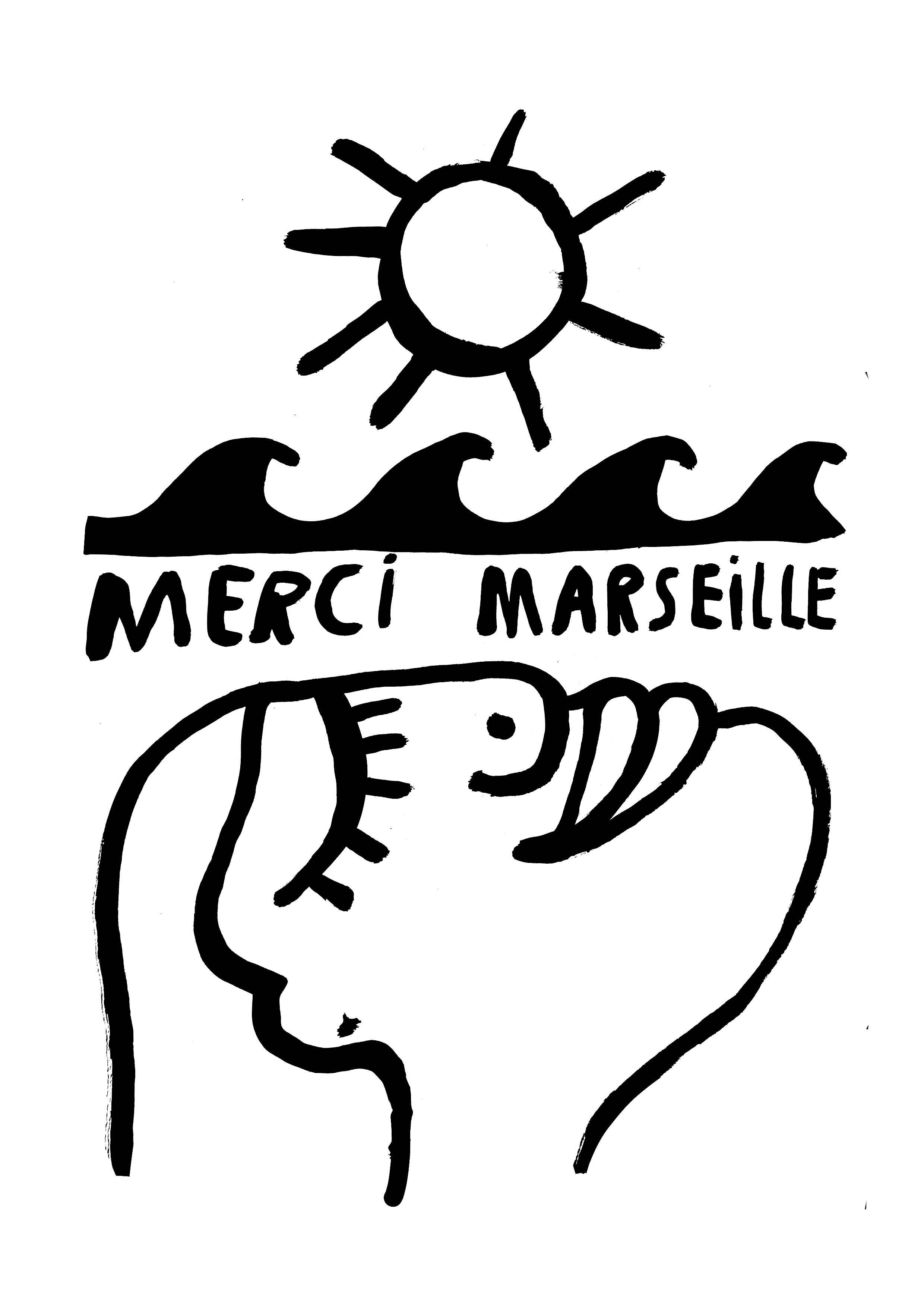 Merci (encore) Marseille - Tirage d’art à l’encre de Chine - A4