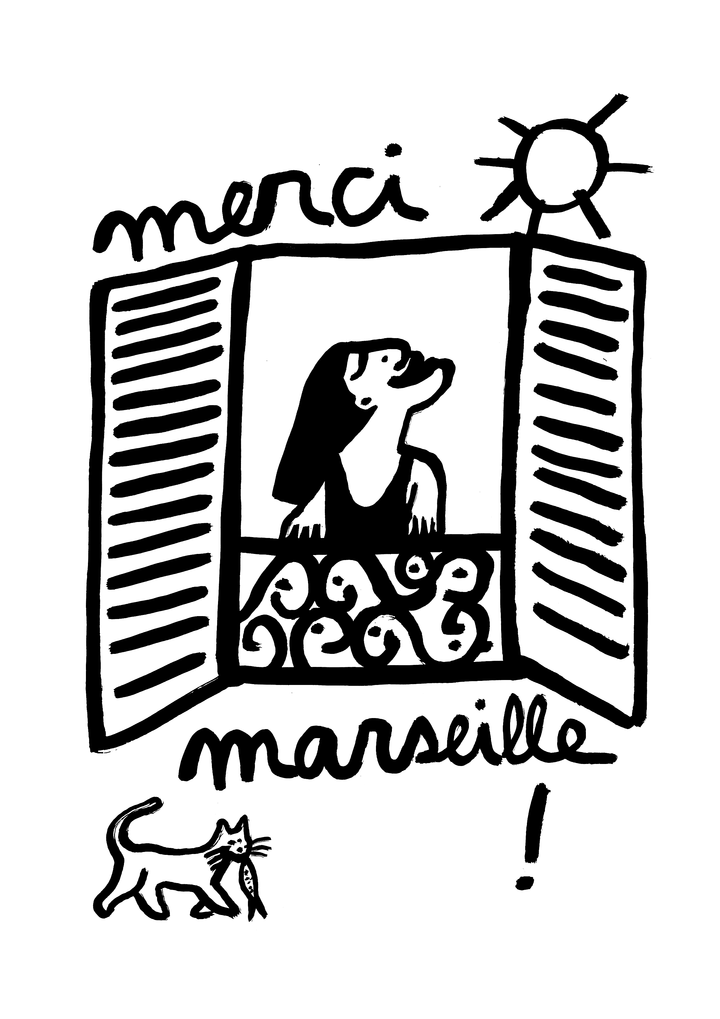 Merci Marseille - Tirage d’art à l’encre de Chine - A4