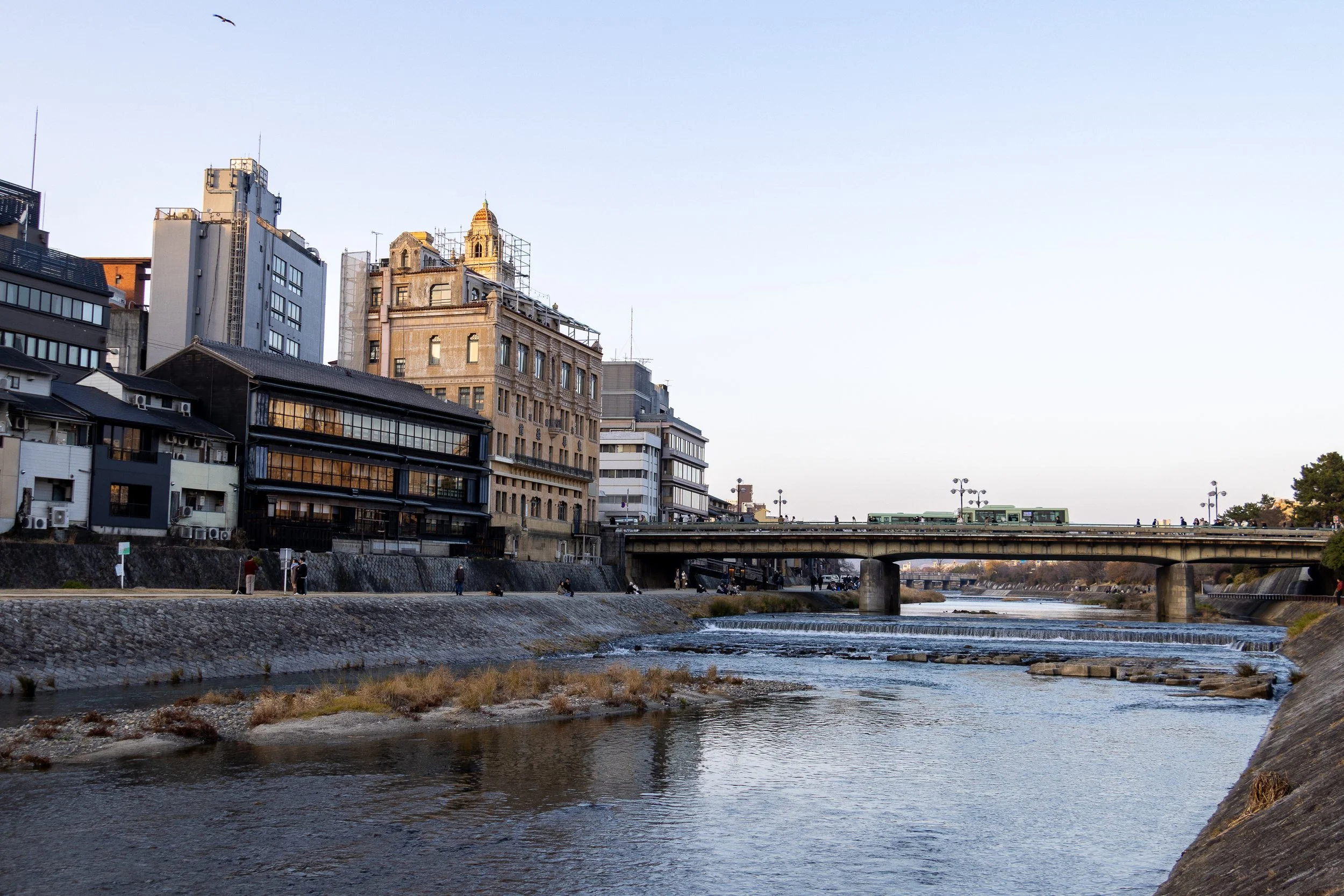 The Kamo River in Kyoto Japan