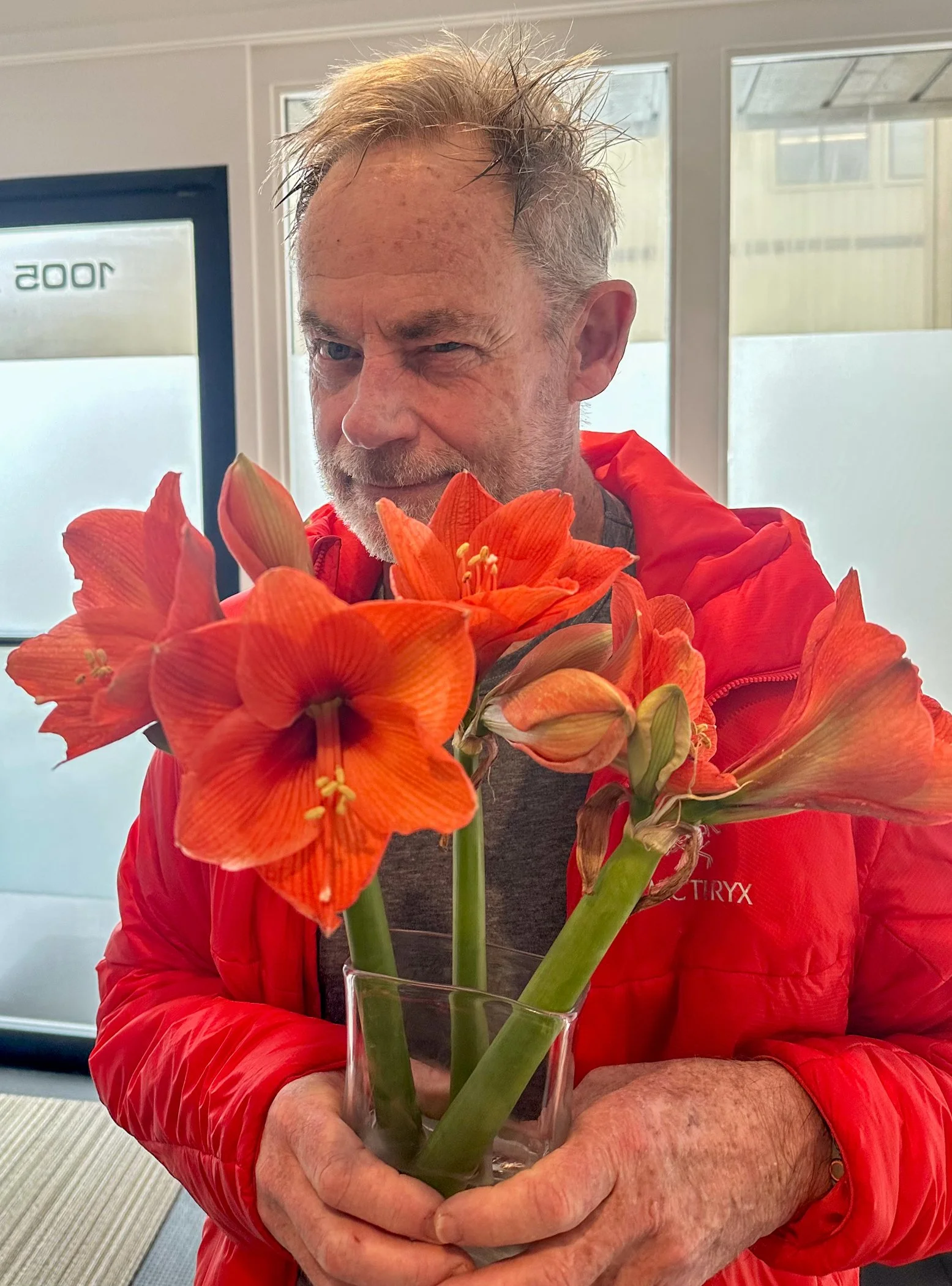 Marshall with Matching Amaryllis